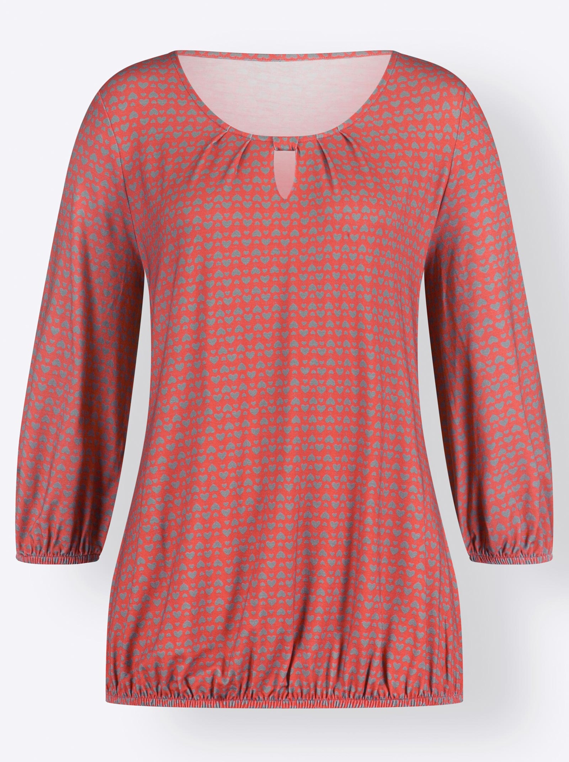Damenmode Shirts Rundhalsshirt in grapefruit-steingrau-bedruckt Damenmode Shirts Rundhalsshirt in grapefruit-steingrau-bedruckt
