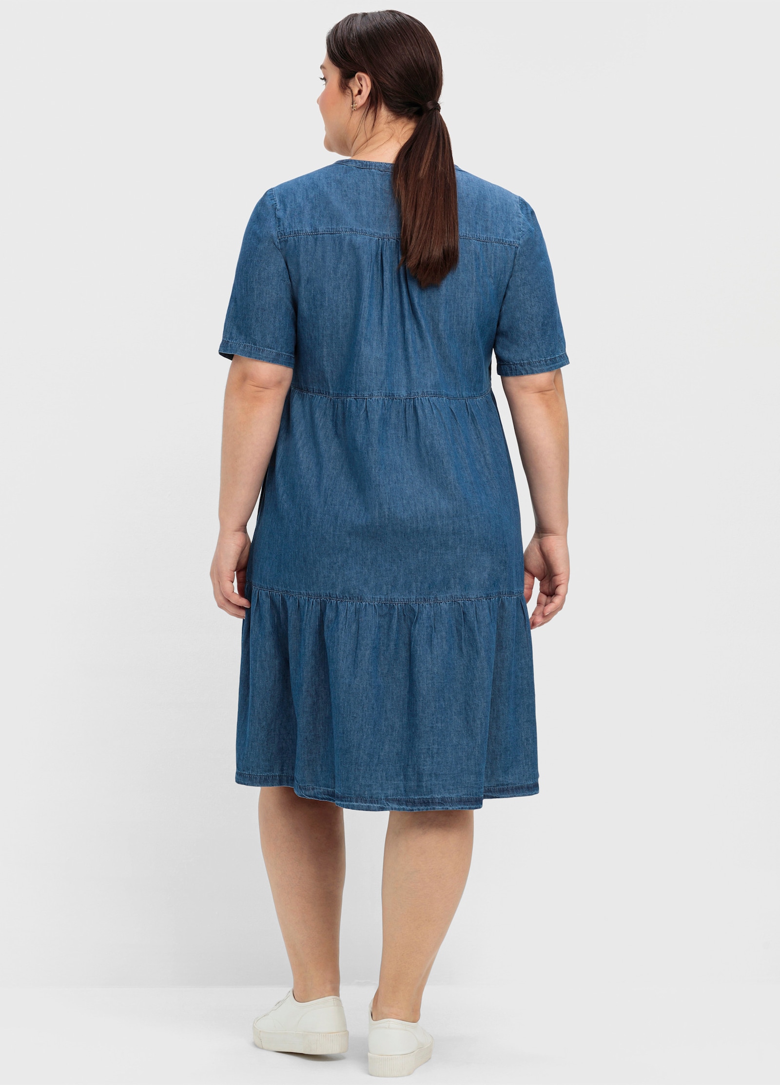 sheego Jeanskleid mit Volants - blue denim