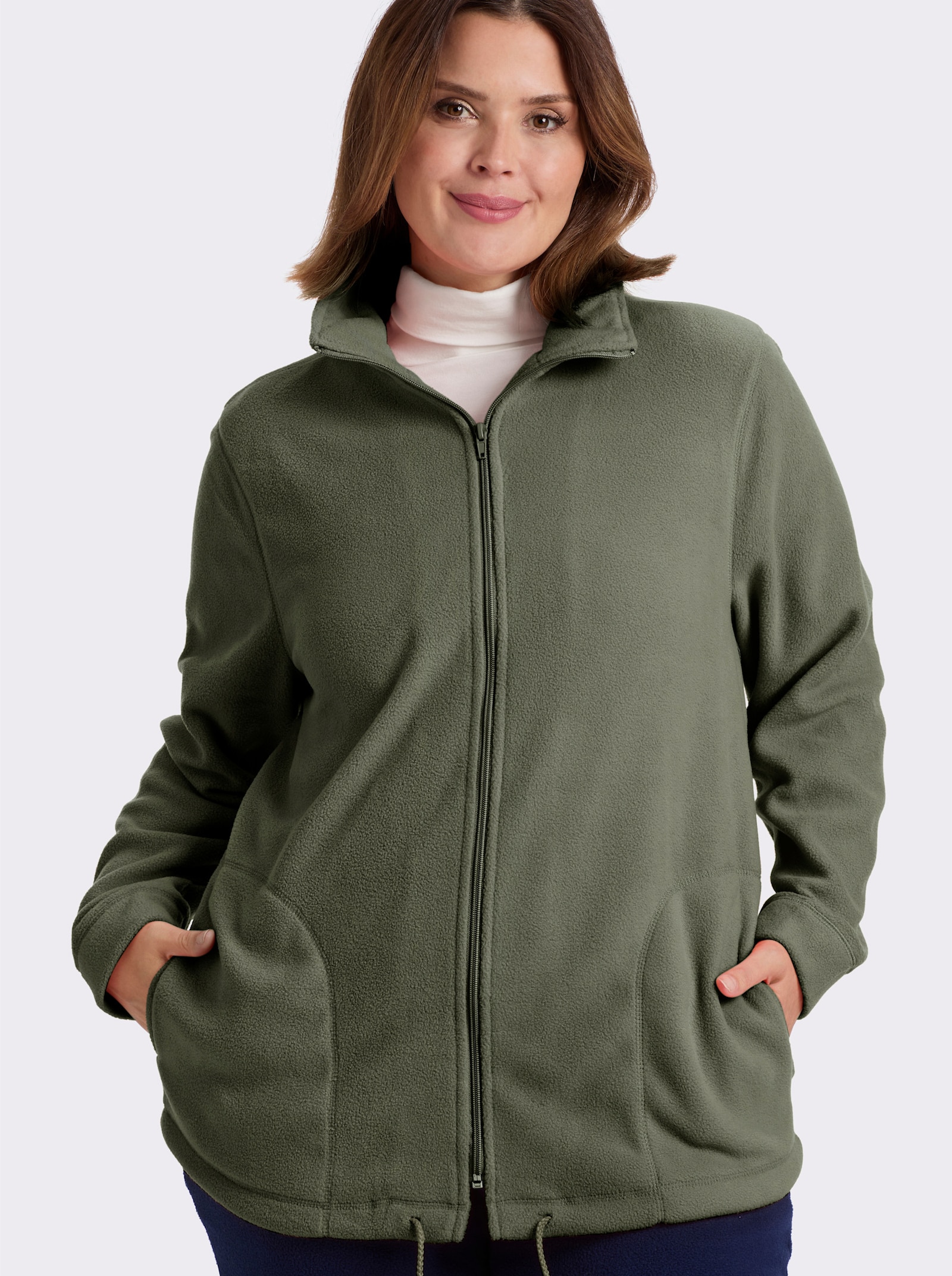 Fleecejacke Kordeldurchzug am Saum - grün