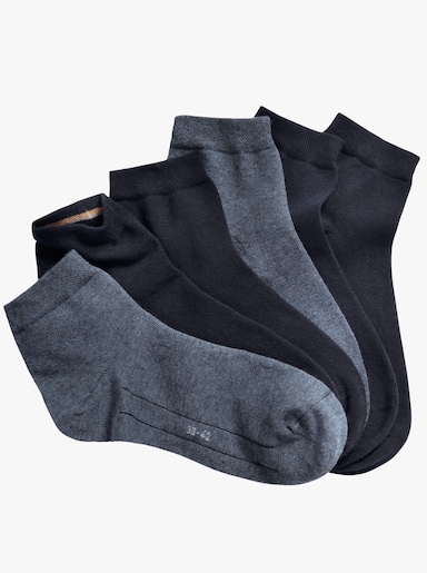 Camano Kurzschaft-Socken - 1x marine + 2x mittelblau + 4x hellblau