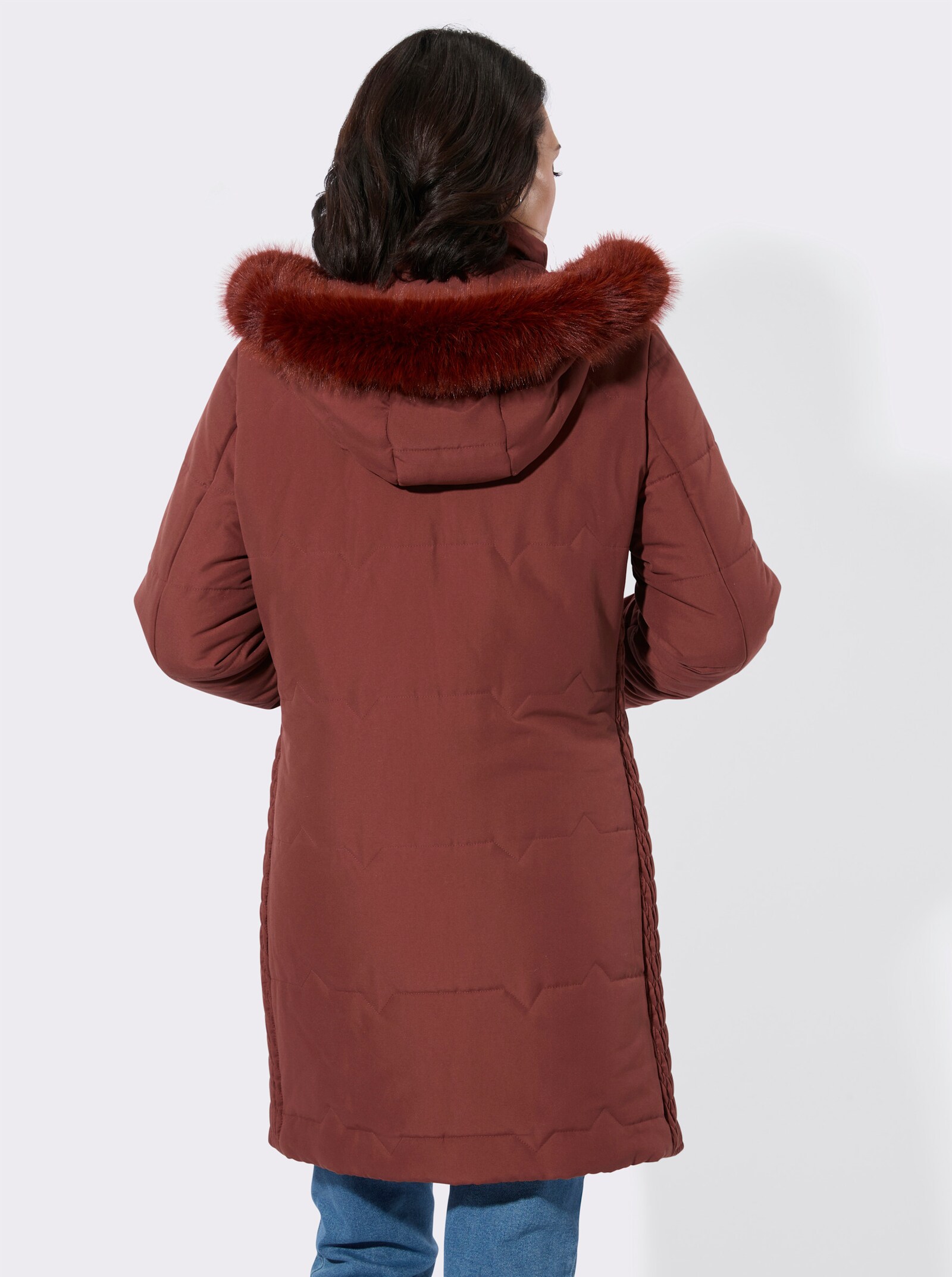 Steppjacke mit Teddy-Fleece-Futter - rostrot