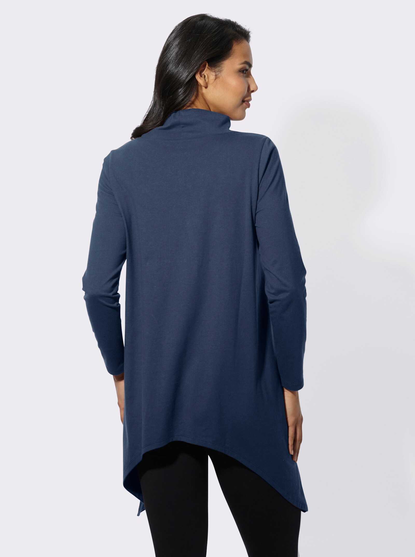 Longshirt mit zipfeligem Saum - dunkelblau