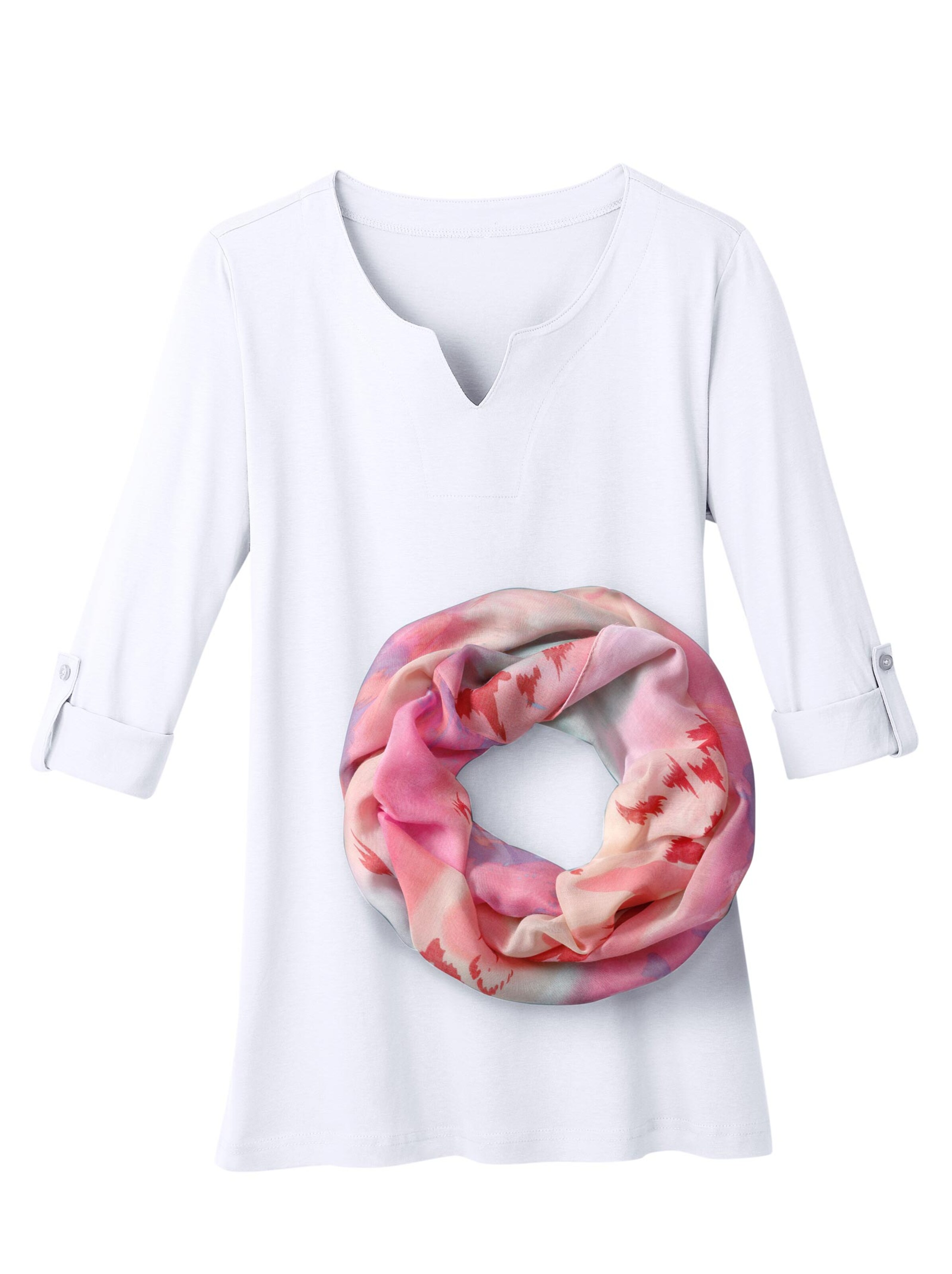 Shirt + Schal - weiß