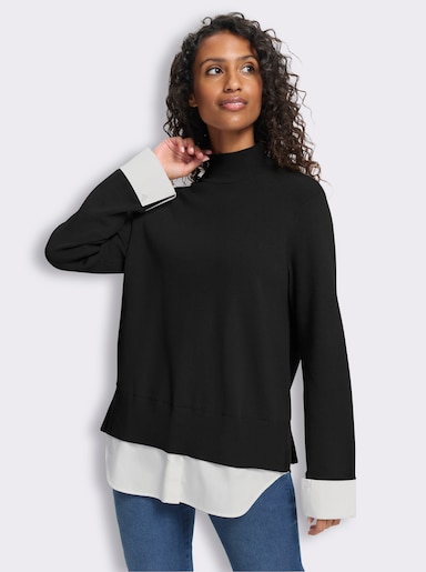 heine Feinstrickpullover in 2-in-1-Optik - schwarz