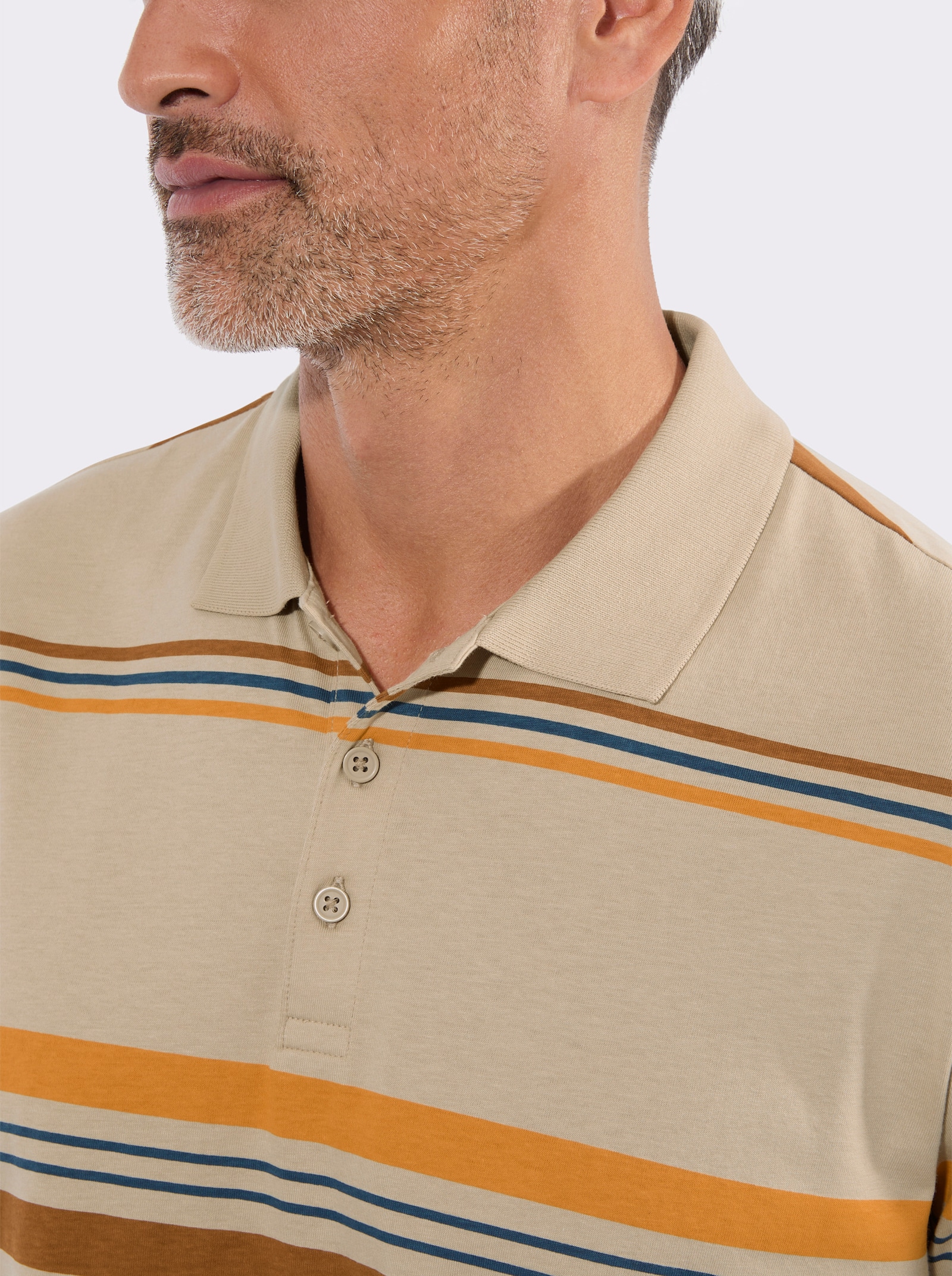 Poloshirt im Ringelmuster - beige-geringelt