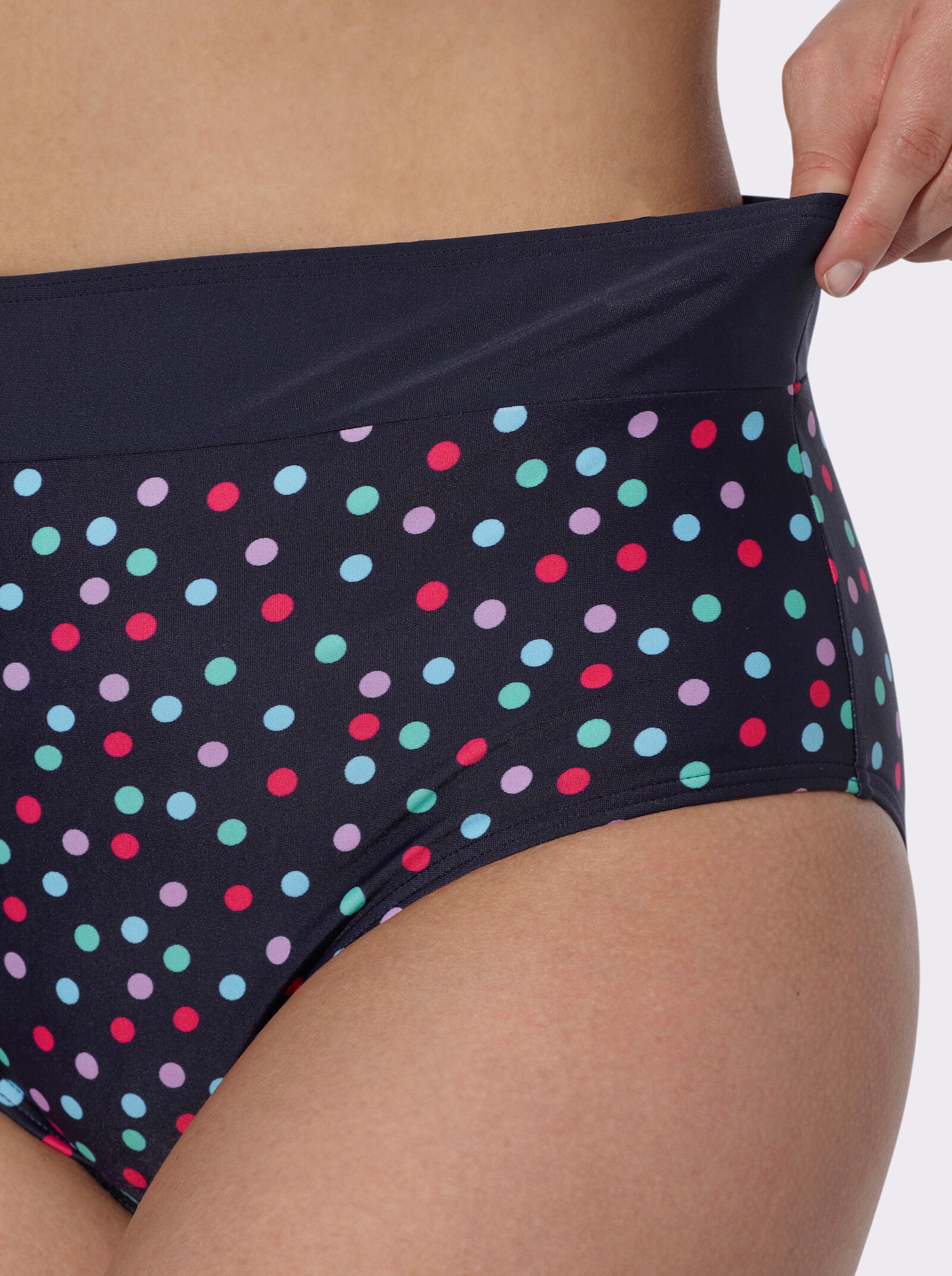 Bikinibroekje met aangestikte bies - marine/pink geprint