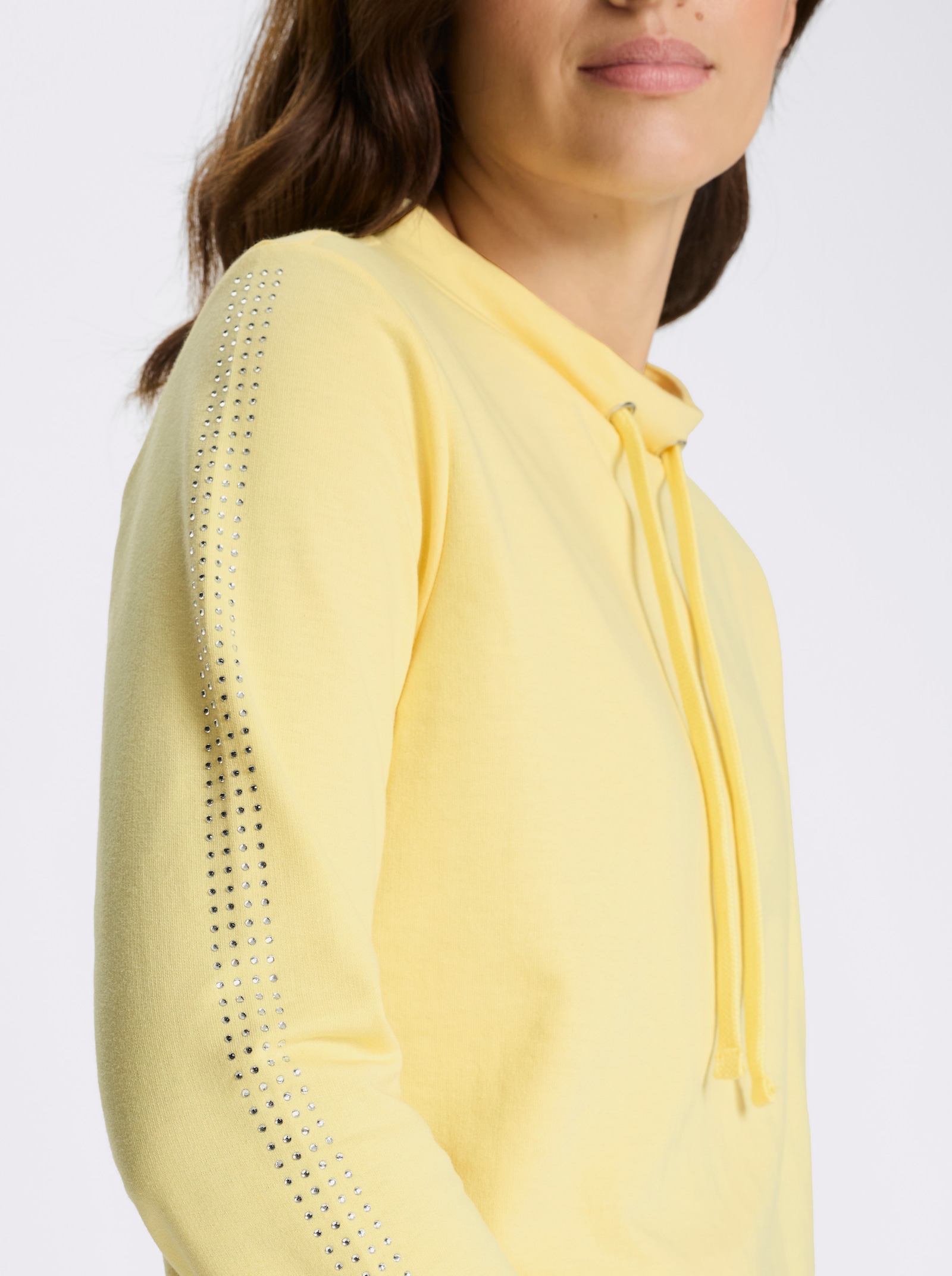 Sweatshirt mit Glitzersteinchen - zitrone
