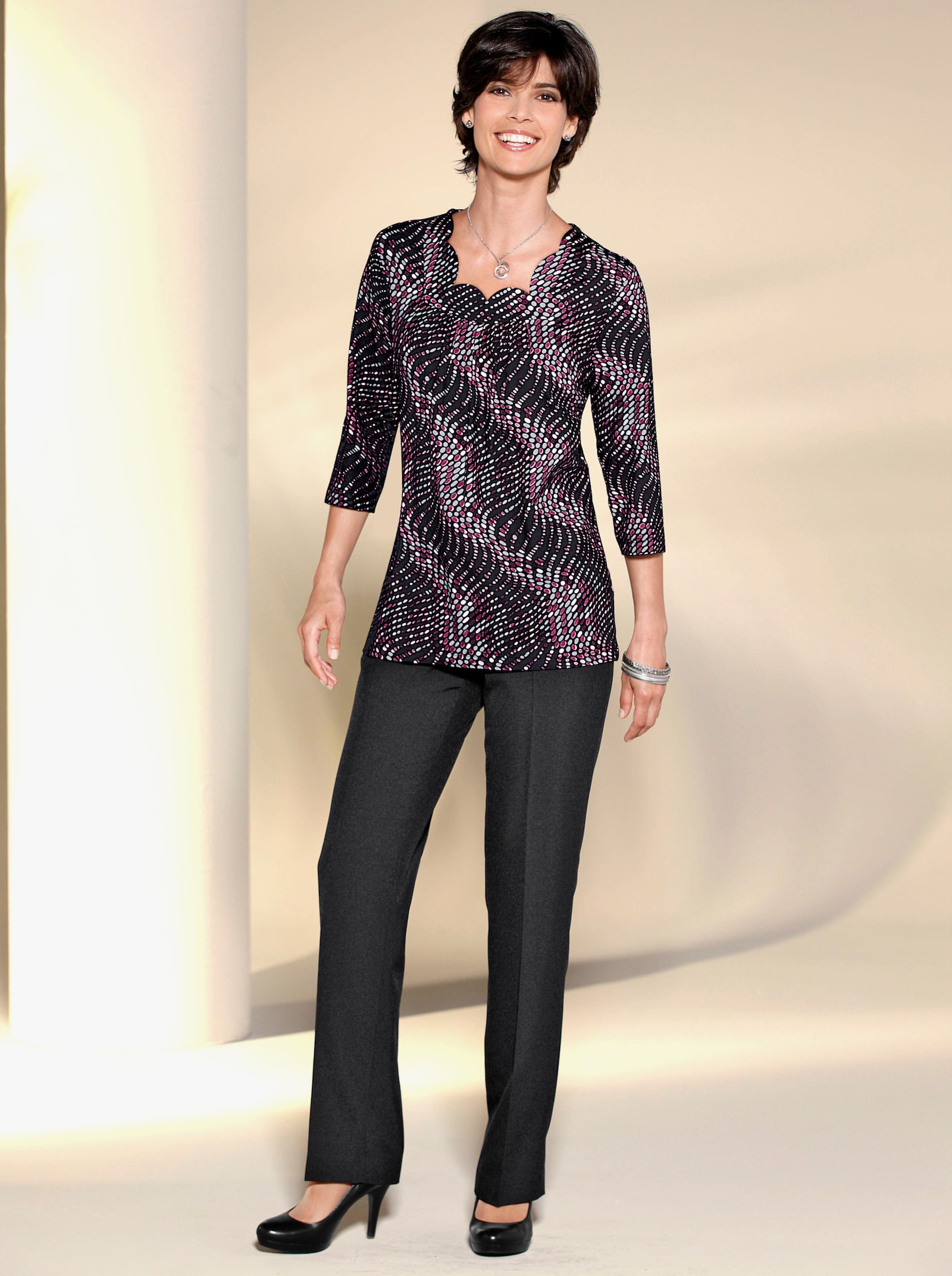 Jerseyhose mit Ripp-Struktur - schwarz