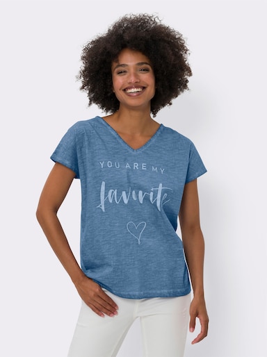 heine Print-Shirt mit Oil-dyed-Waschung - mittelblau