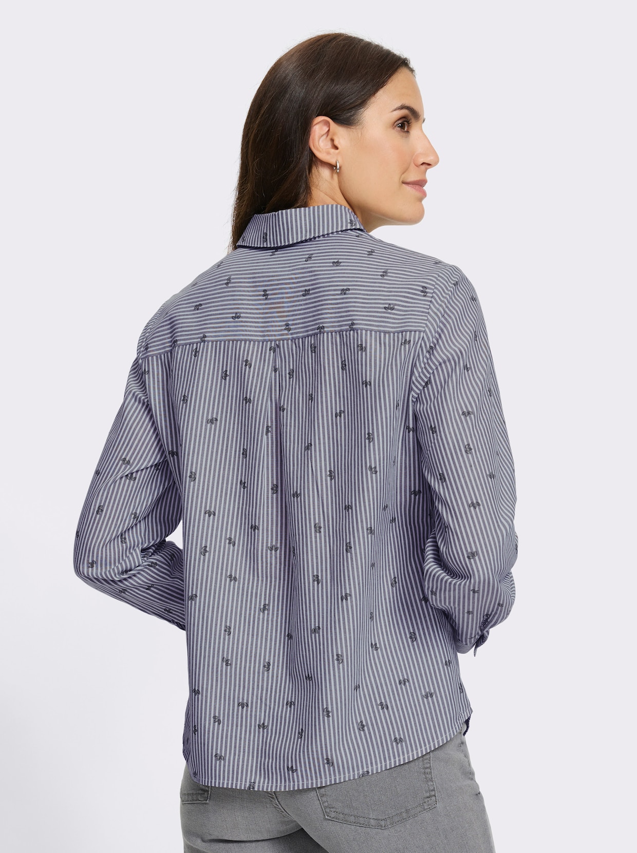 Baumwollbluse - marine-gestreift