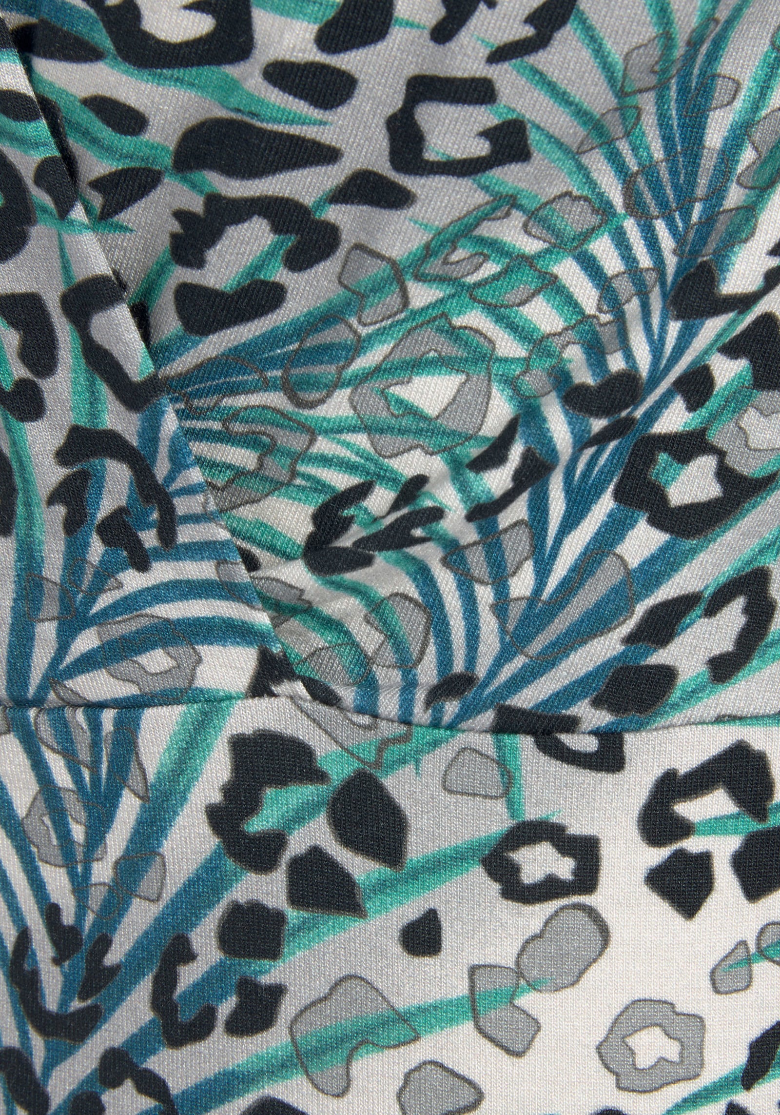 LASCANA Shirttop - grijs/petrol bedrukt