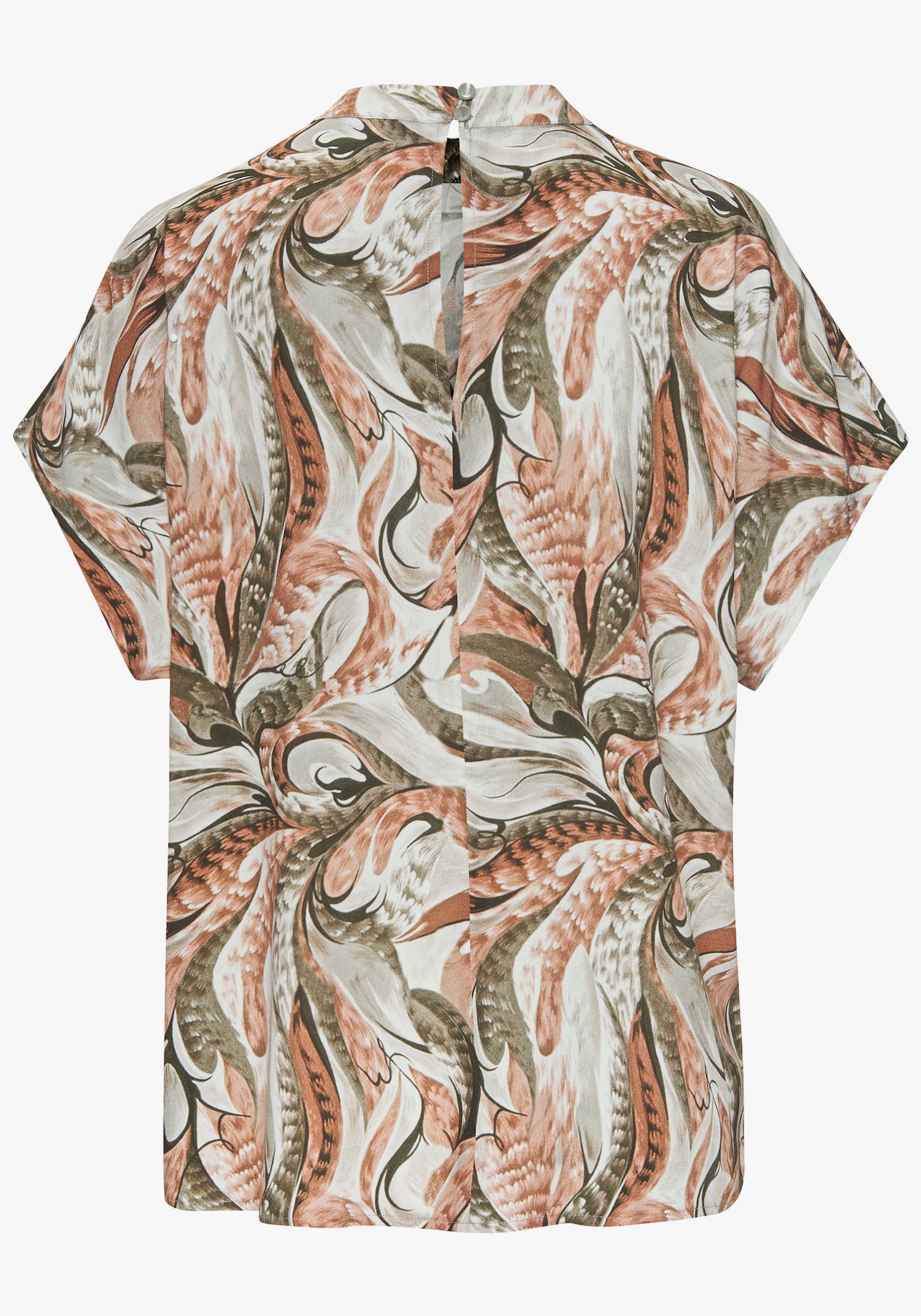 LASCANA Kurzarmbluse - khaki-rostbraun bedruckt