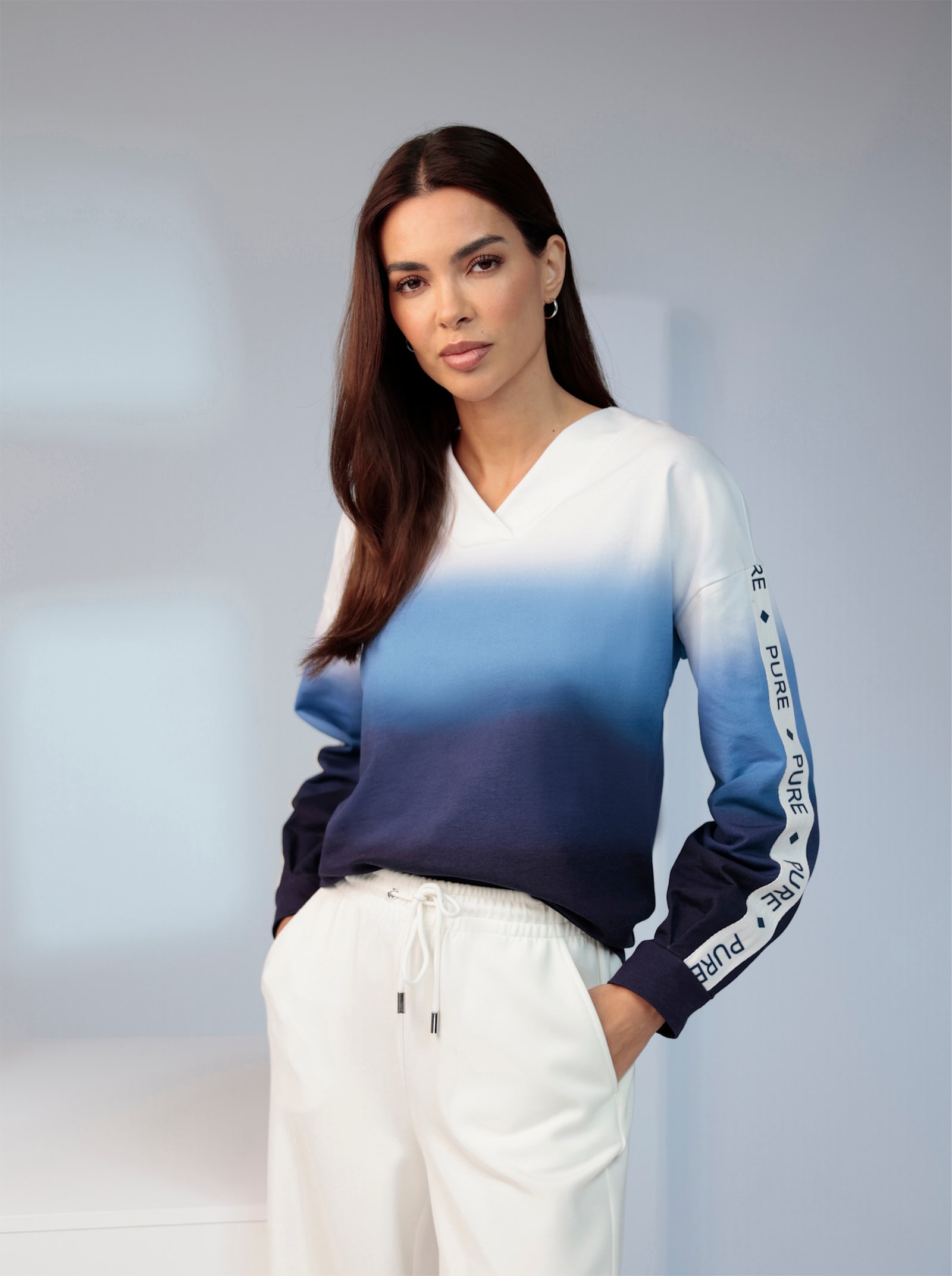 heine Sweatshirt avec inscription - marine-écru à motifs