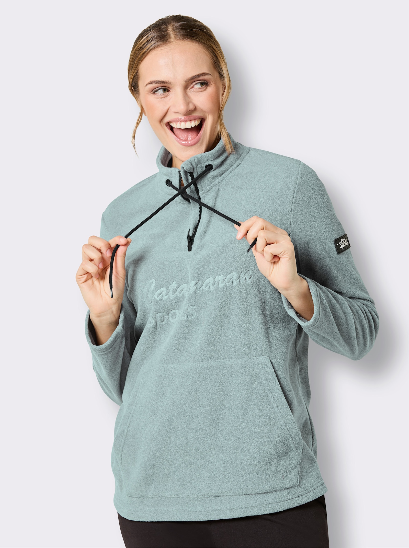 Catamaran Sports Fleecepullover mit weitenregulierbarem Stehkragen - kalkmint