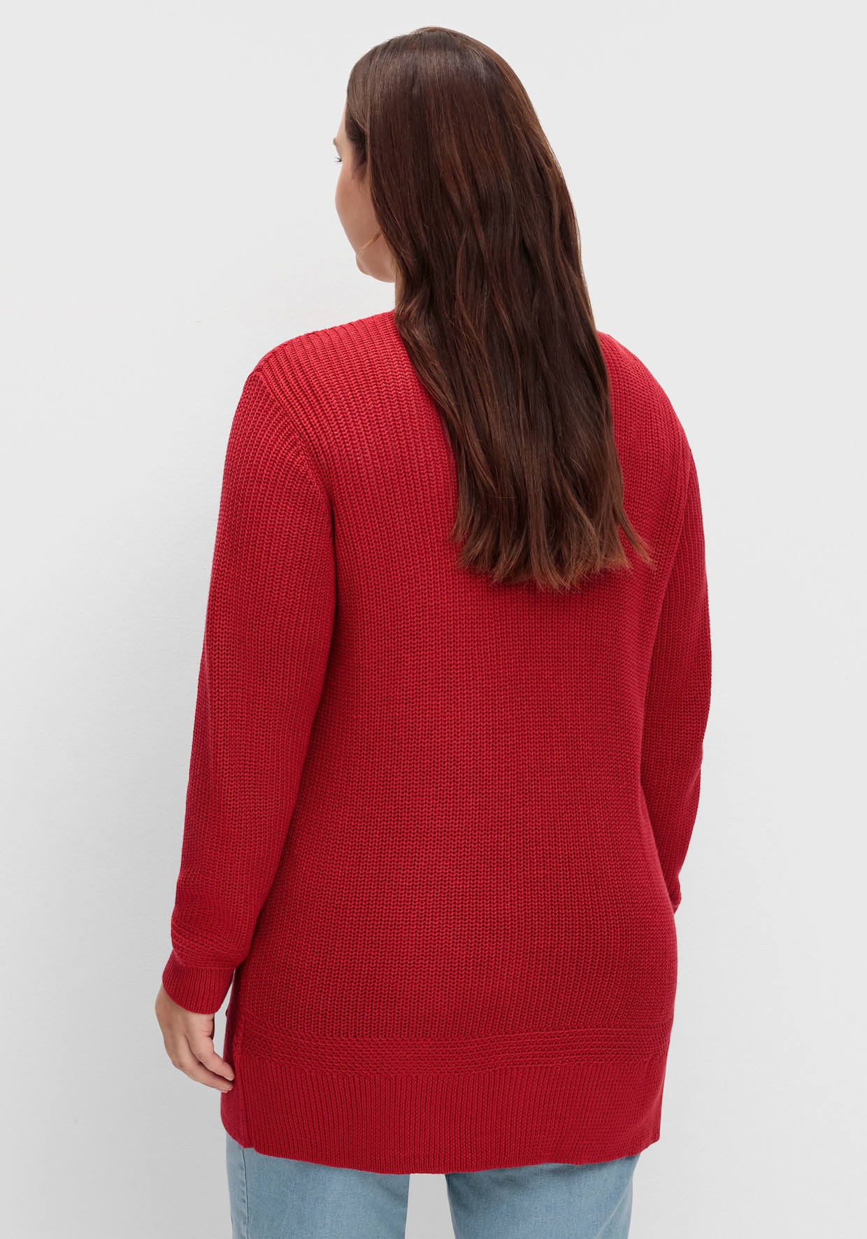 Longstrickjacke in passformgerechter Verarbeitung - rot