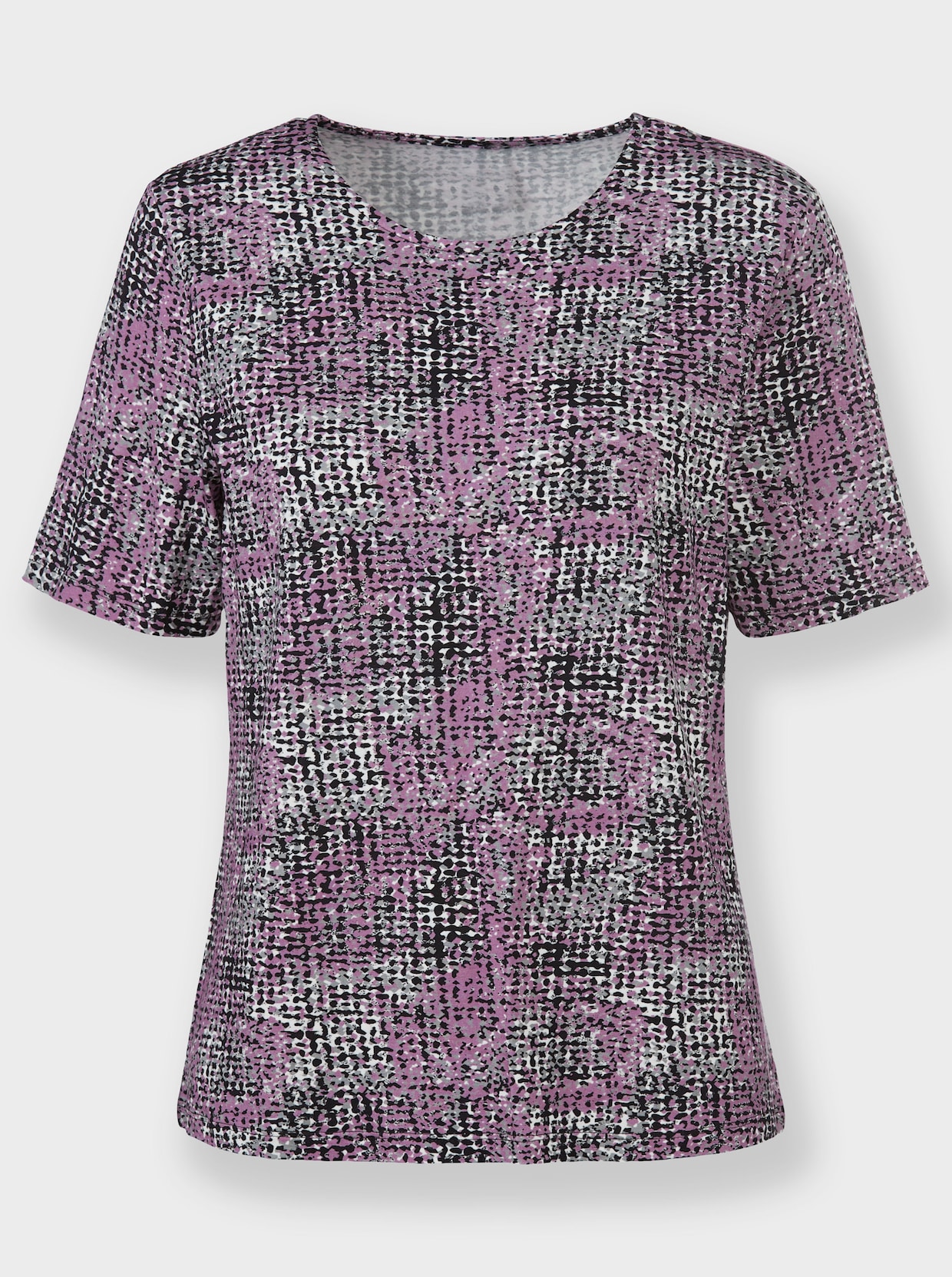 Shirt met ronde hals - orchidee/ecru bedrukt