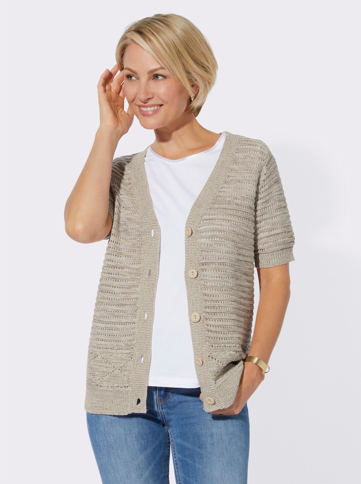 Strickjacke - sand-meliert