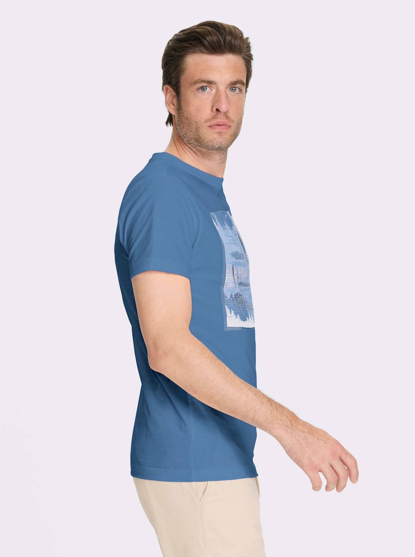 Catamaran T-Shirt mit Front-Print - mittelblau-bedruckt