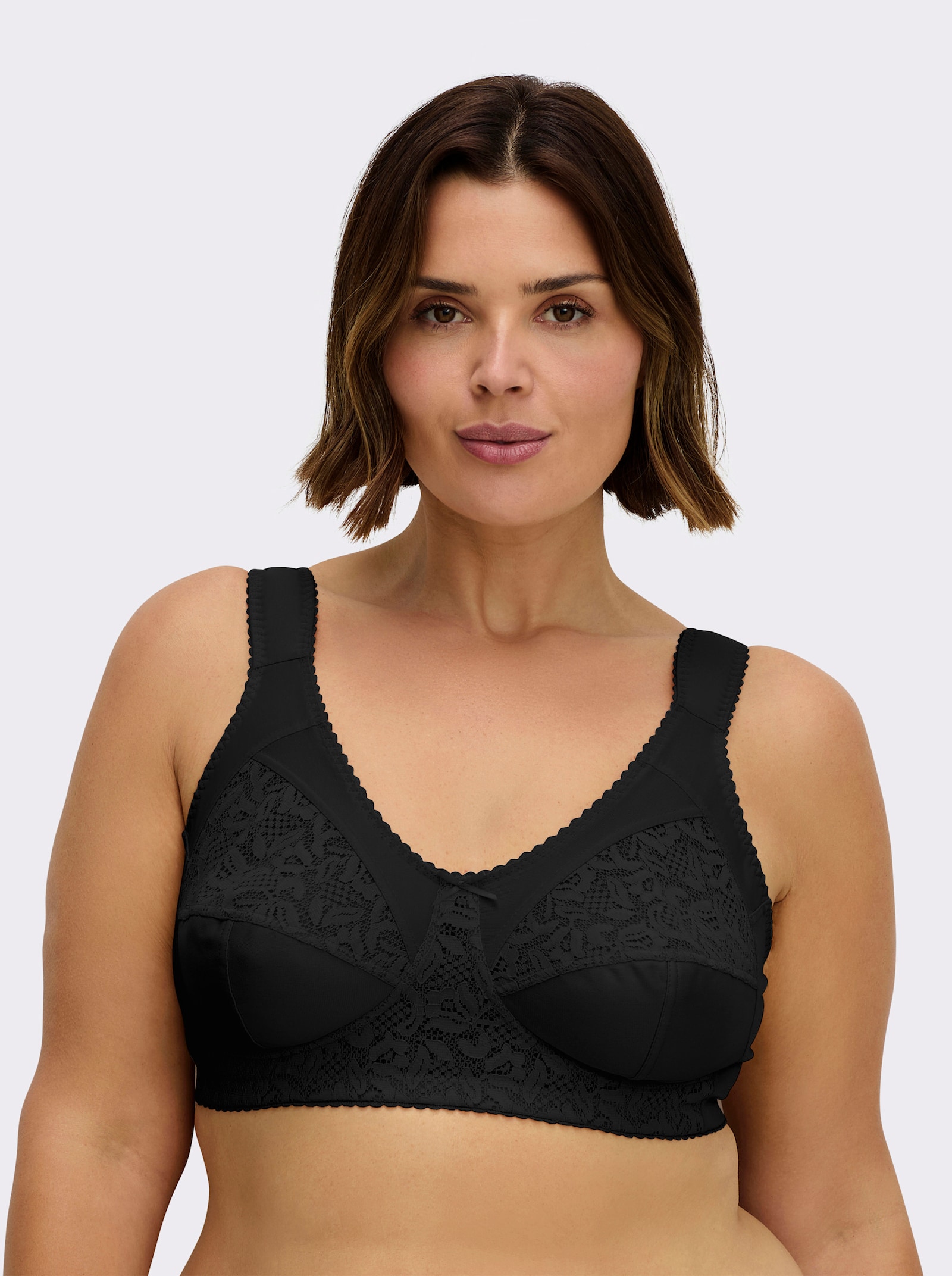wäschepur Entlastungs-BH ohne Bügel mit Stretch-Spitze - schwarz