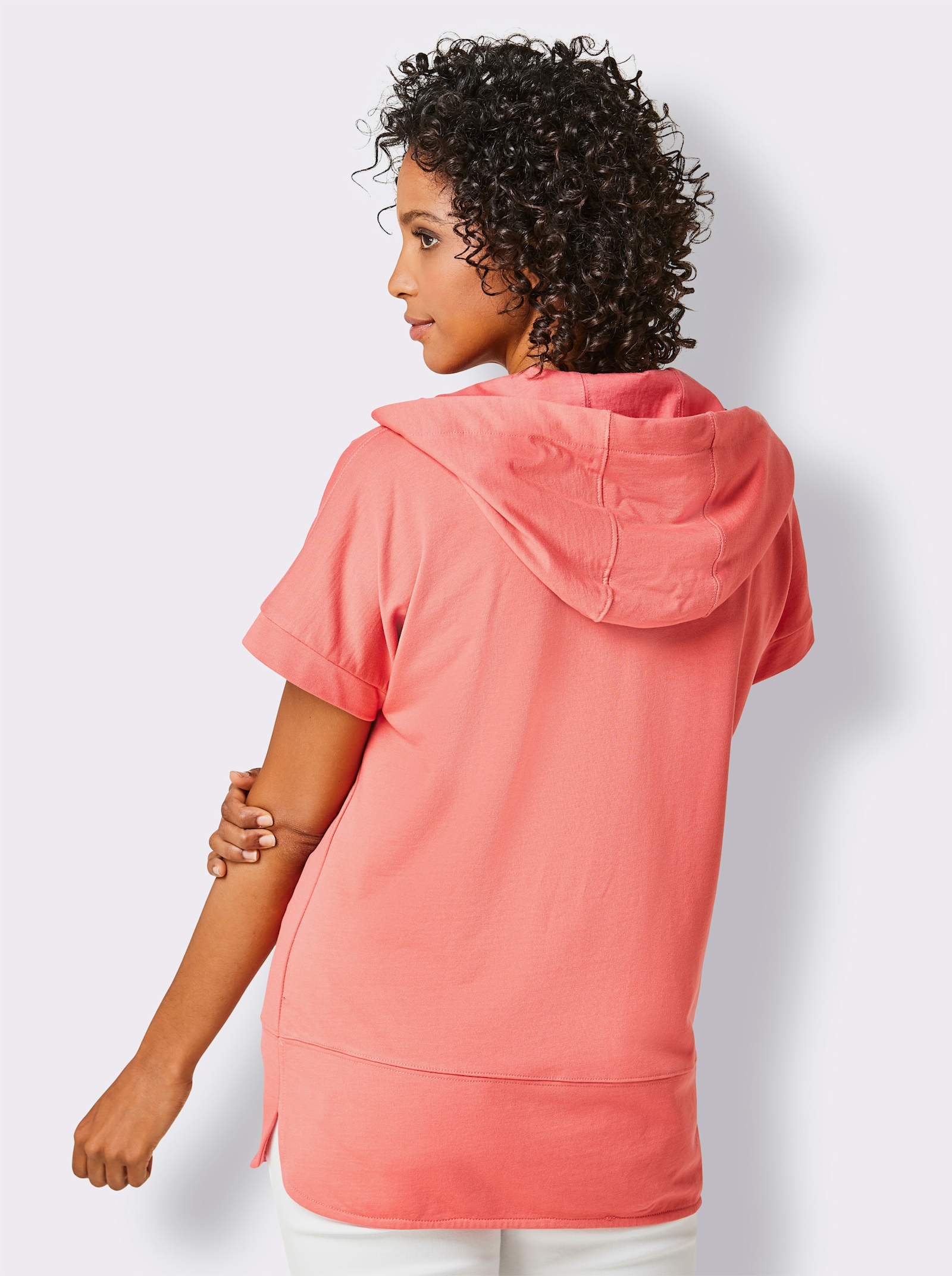 CREATION L PREMIUM Sweatshirt mit überlappender Schulter - grapefruit