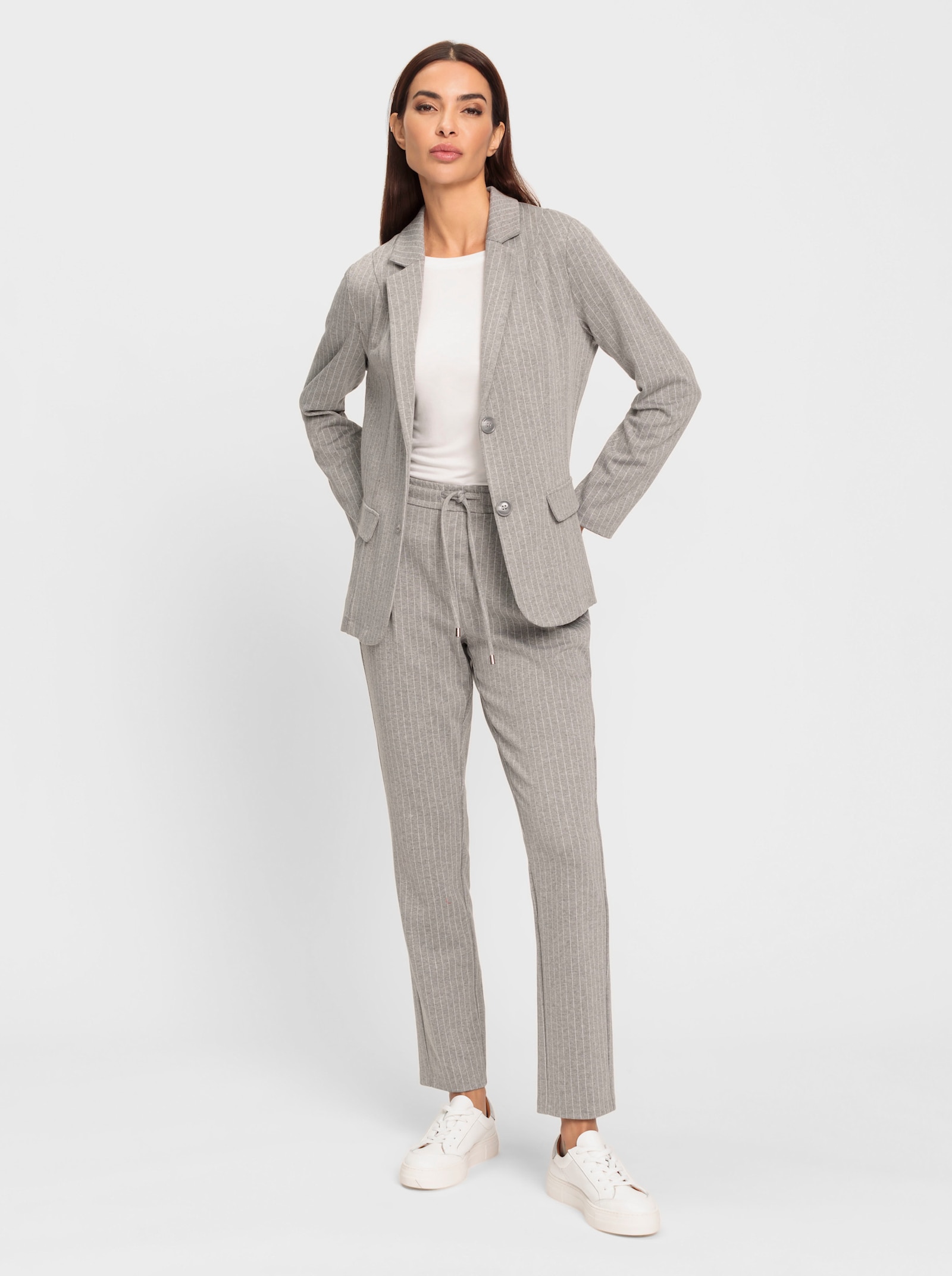 heine Tailleur pantalon avec fines rayures - gris-écru à rayures