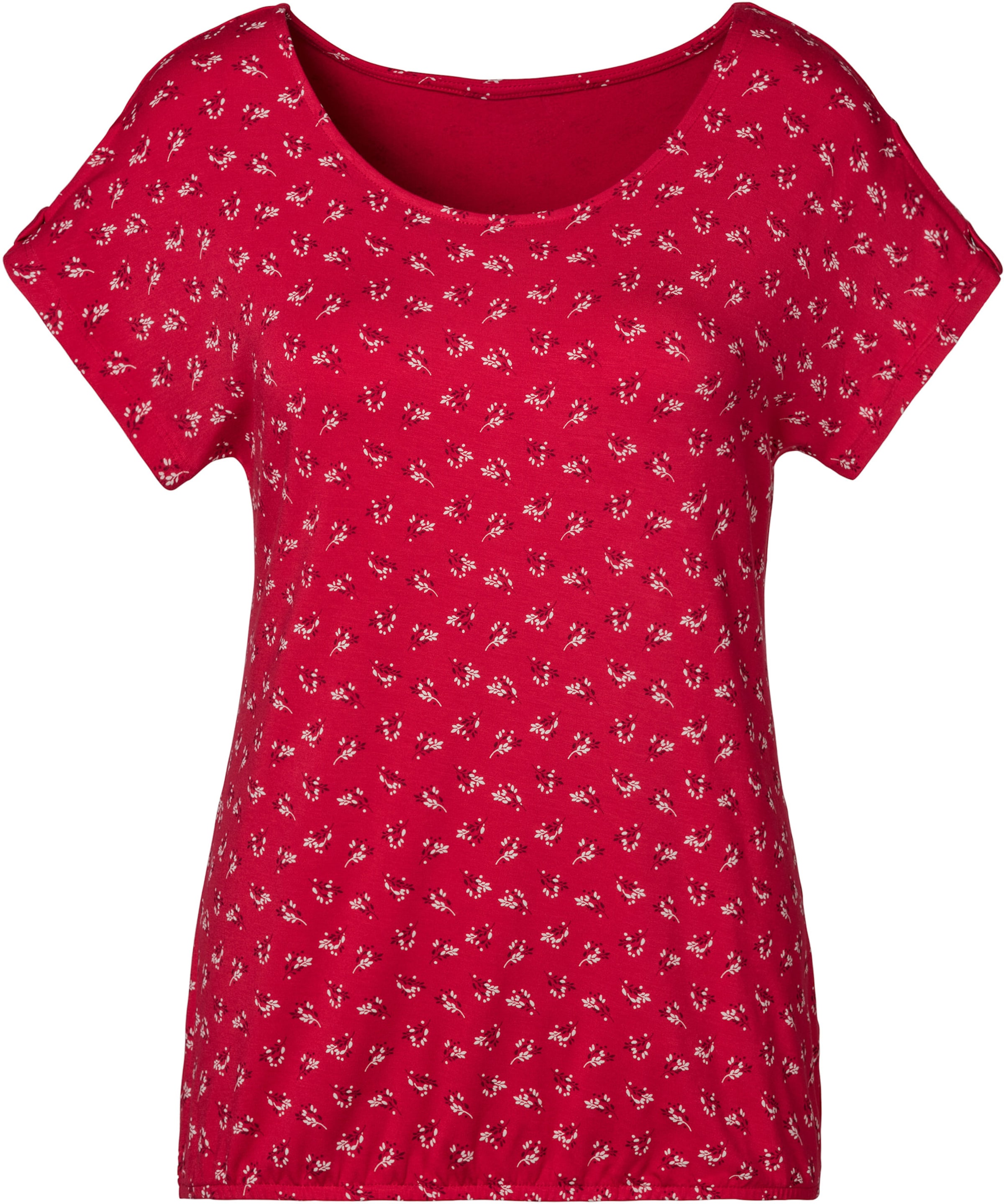 Out for günstig Kaufen-T-Shirt in rot von LASCANA. T-Shirt in rot von LASCANA <![CDATA[Lascana Shirt mit kleinem Knotendetail und Cut Out am Ärmel. Gummizug am Saum für eine lässige Passform. Aus weich fließender Viskose-Qualität mit Elasthan.]]>. 