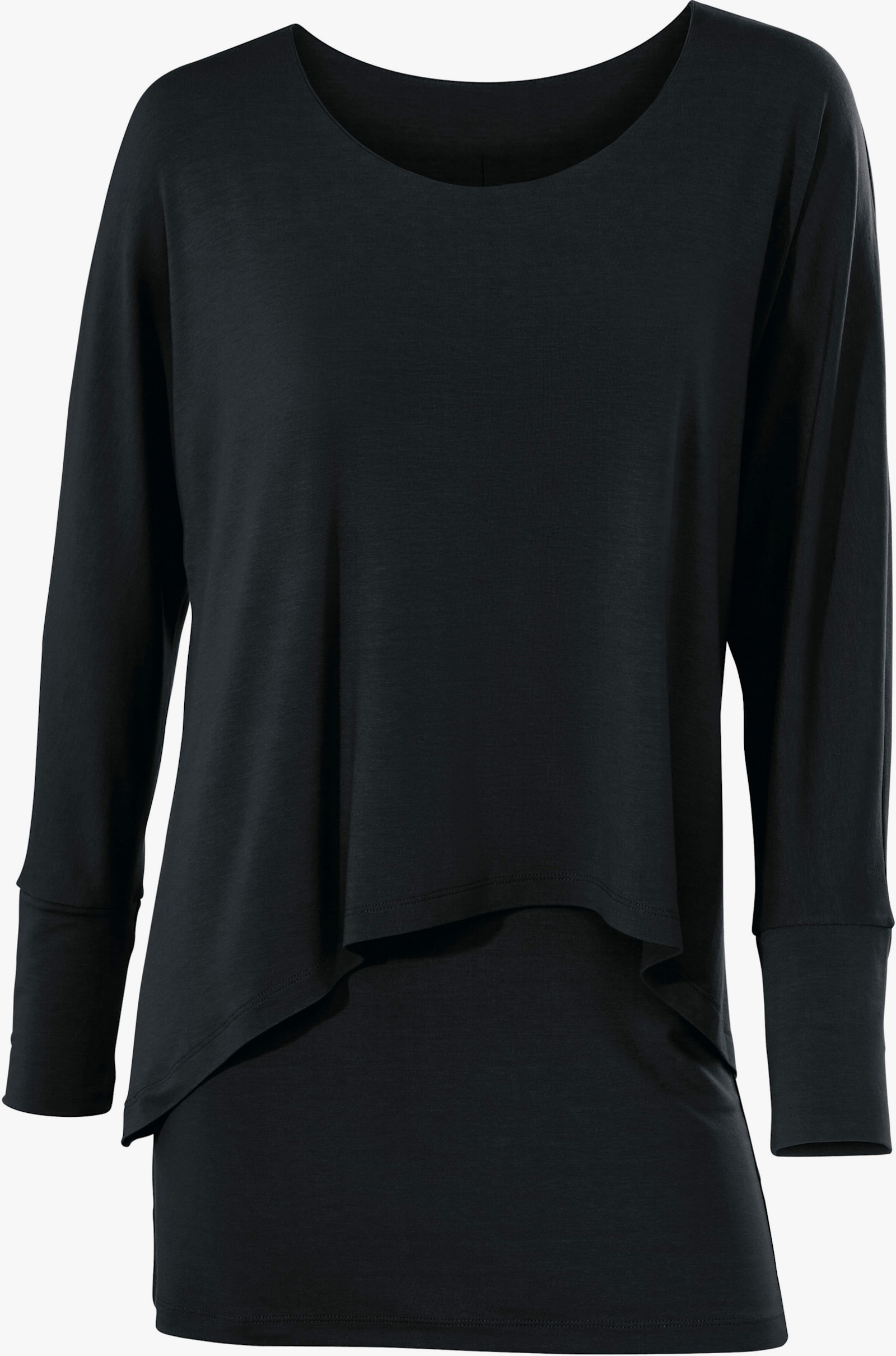 heine Shirt met ronde hals en vleermuismouwen - zwart