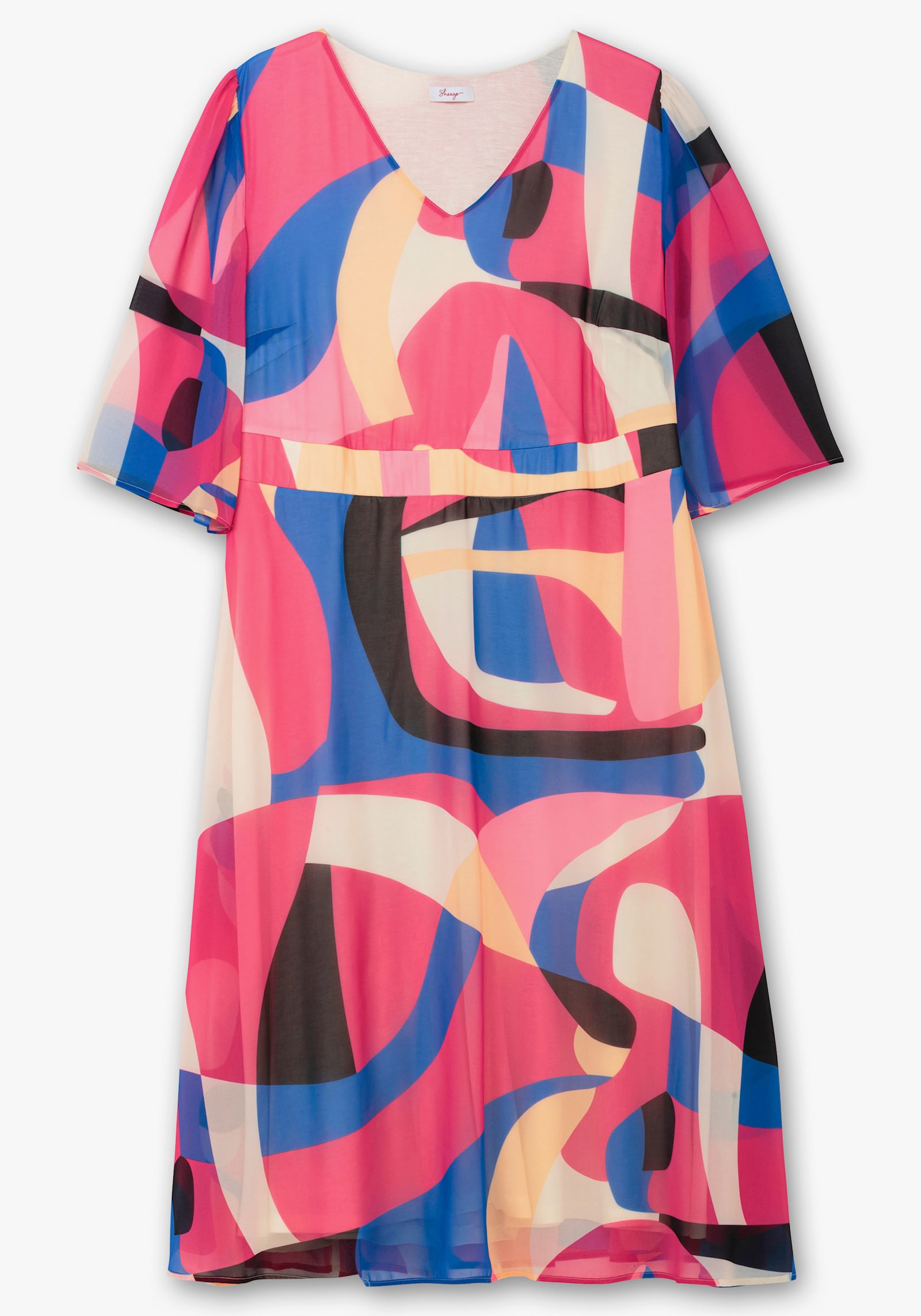 sheego Maxikleid im Lagenlook - pink-gemustert