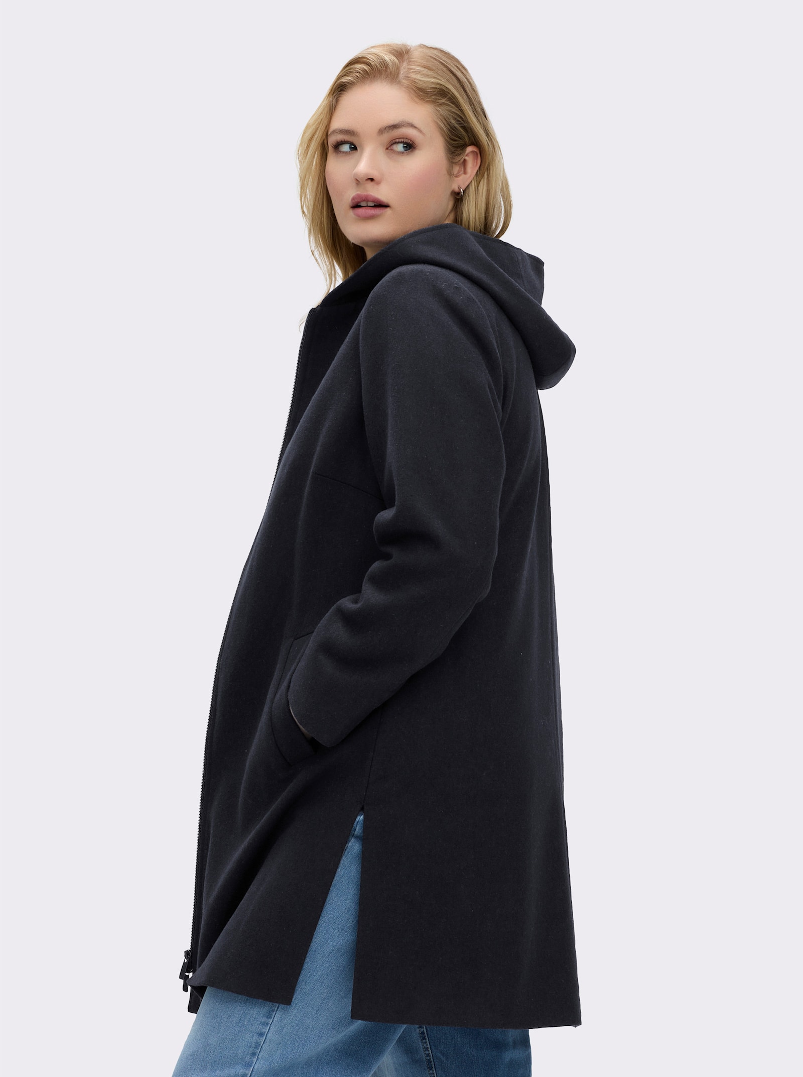 sheego Wintermantel mit Wollanteil - tiefblau