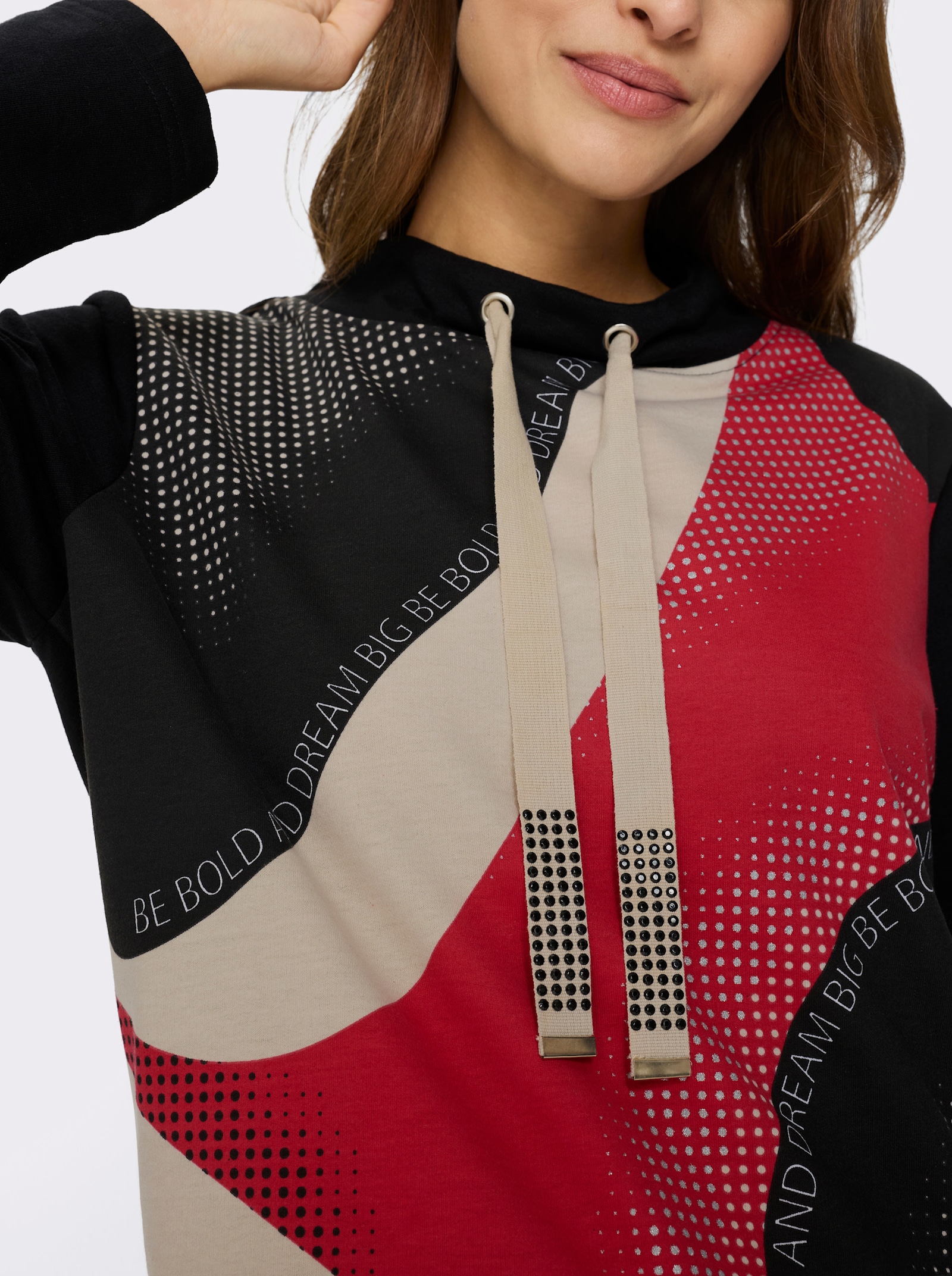 Sweatshirt - erdbeere-schwarz-bedruckt