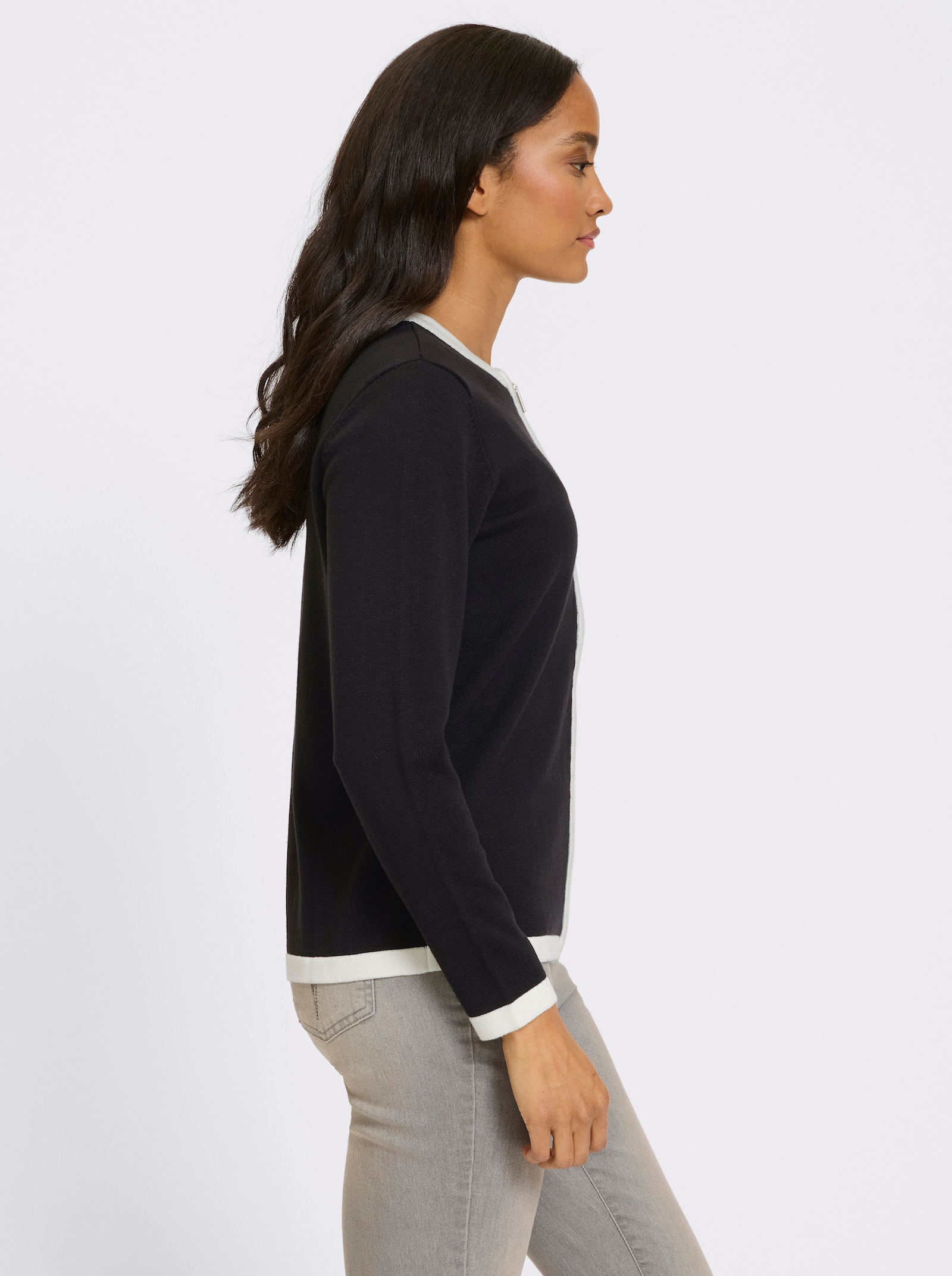 heine Fijn gebreid vest met ritssluiting - zwart