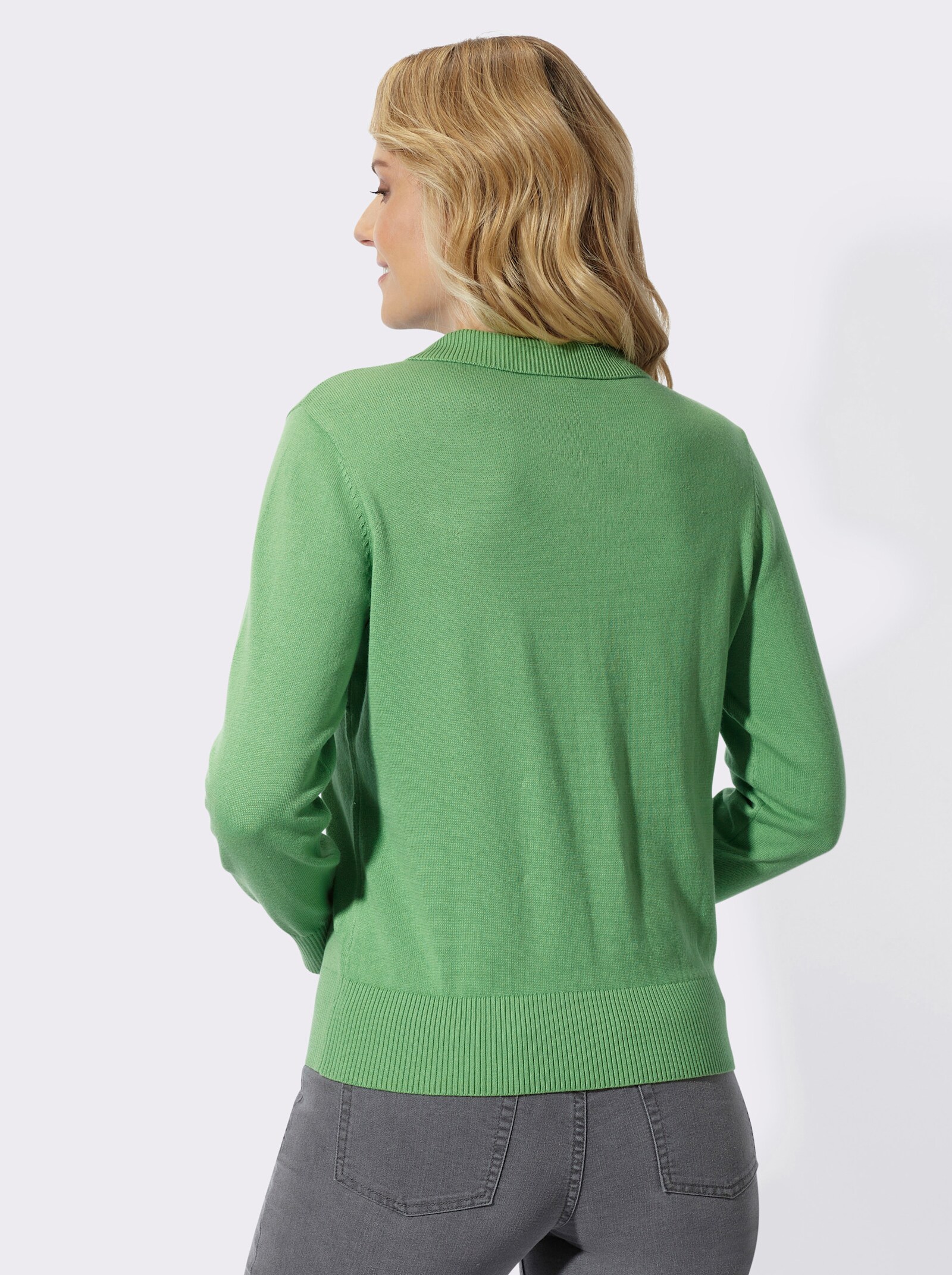 Polopullover mit kurzer Knopfleiste - apfel