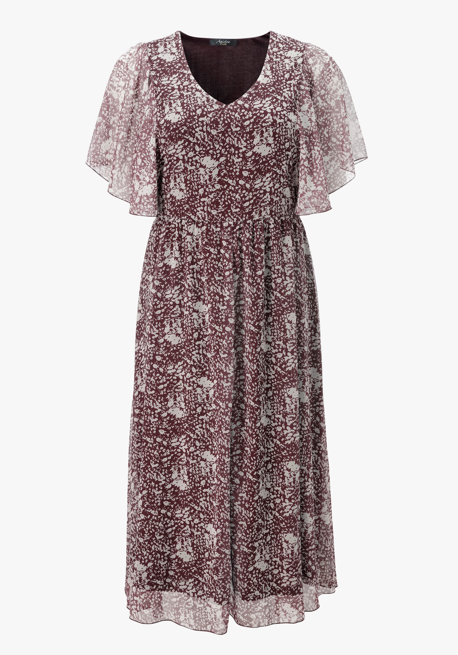 Aniston PLUS Chiffonkleid - bordeaux-weiß
