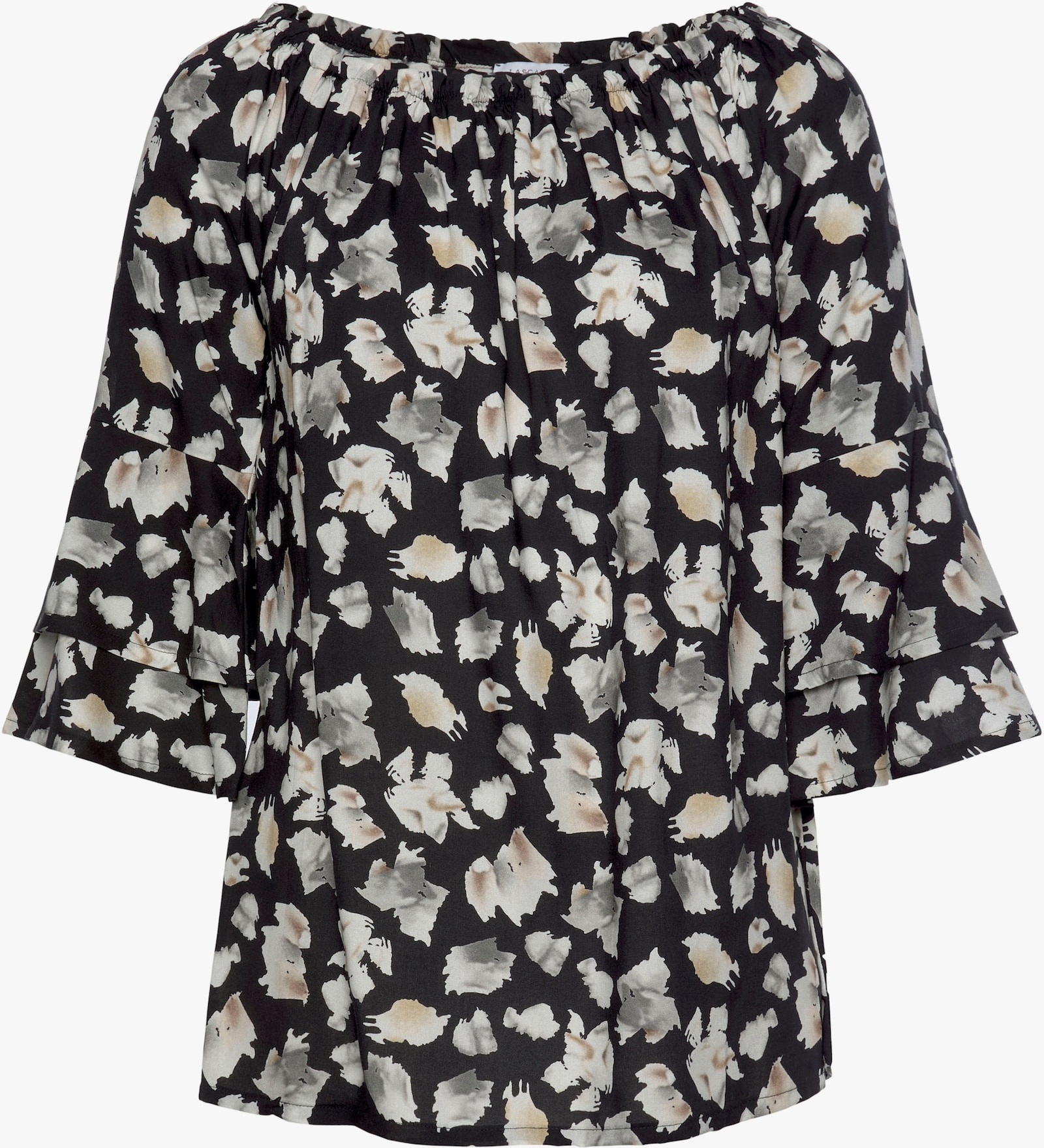 LASCANA Carmenbluse - schwarz-bedruckt