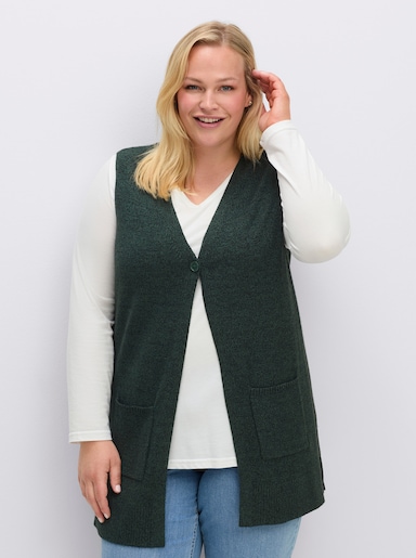 sheego Strickweste - moos-meliert