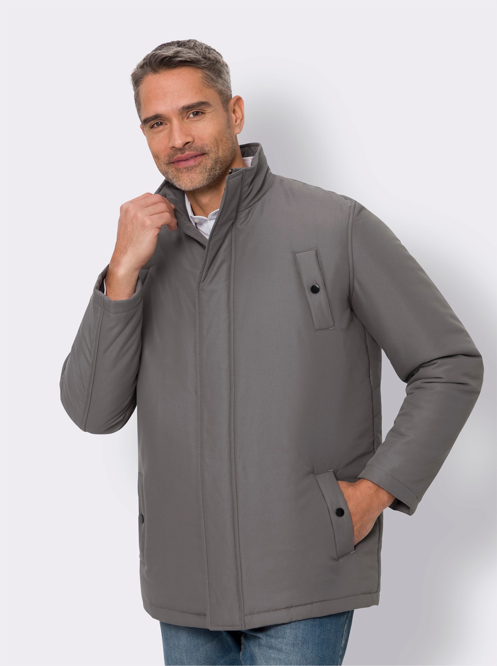 Zimní bunda s mnoha kapsami - antracitová