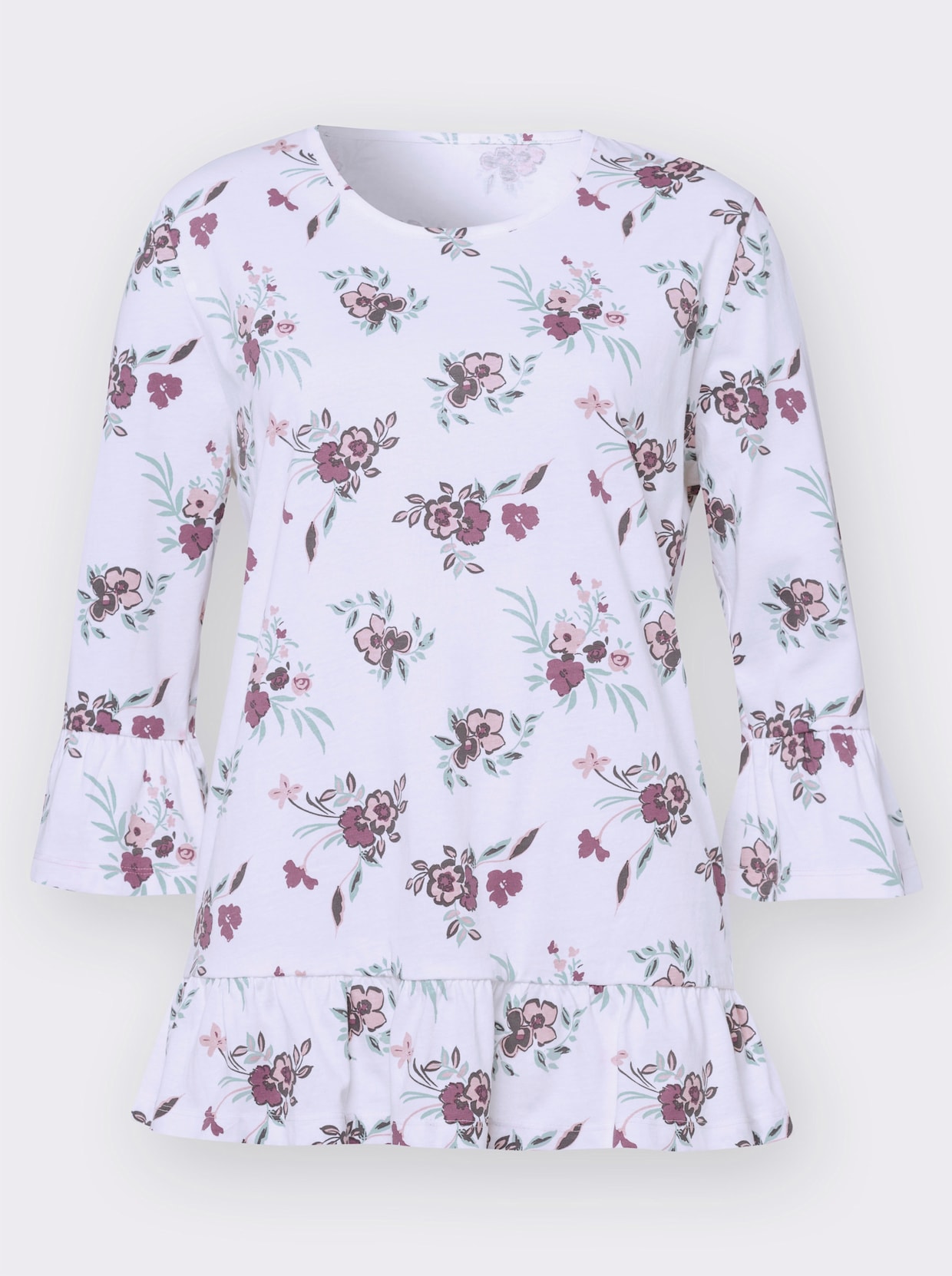Capri-Schlafanzug - ecru-hortensie-gemustert