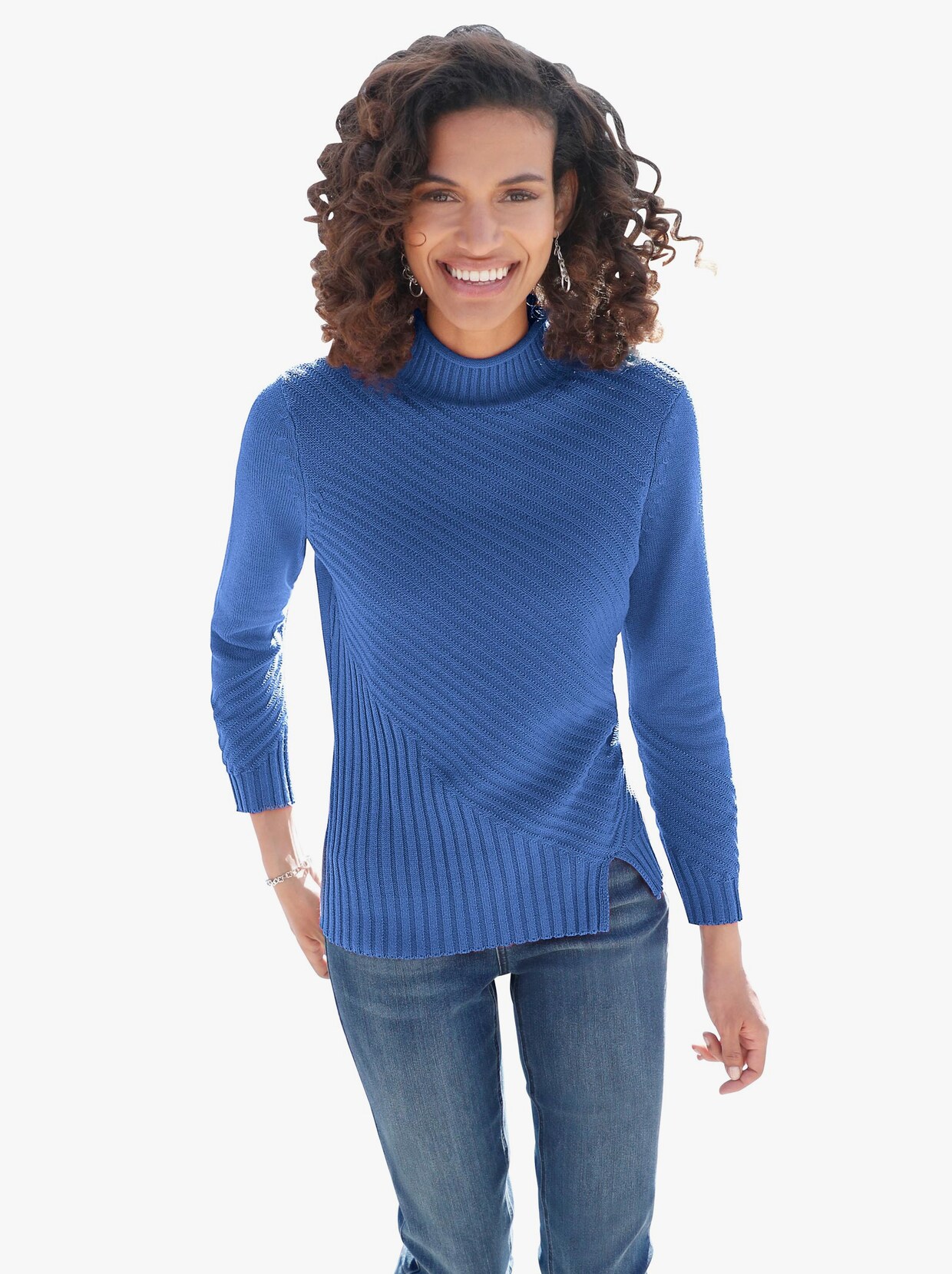 Trui met opstaande kraag - blauw