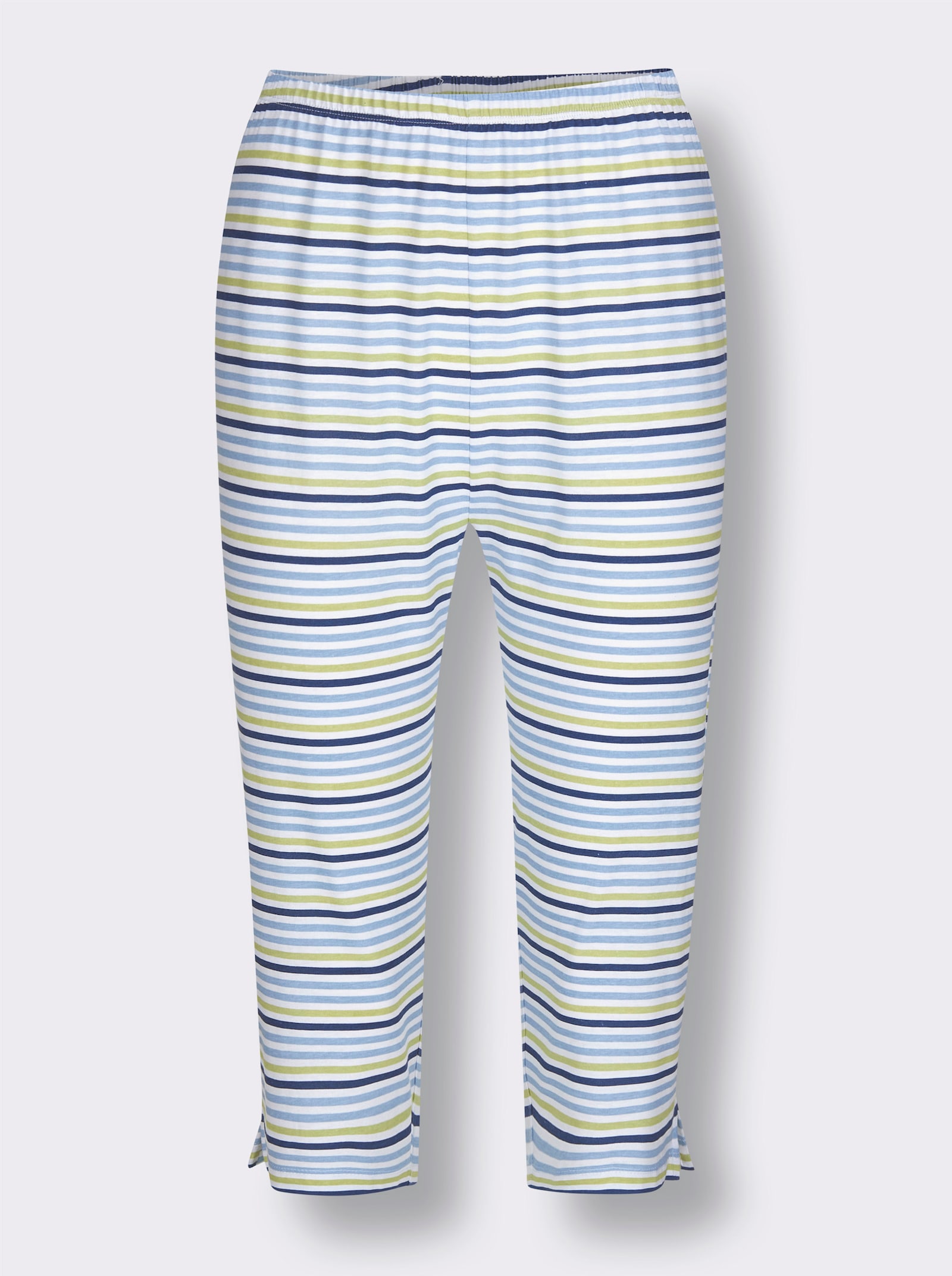 wäschepur Capri-Schlafanzüge mit Knopfleiste - jeansblau + jeansblau-geringelt