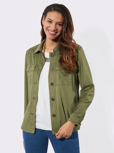 Lederimitat-Blazer mit Schultersattel - schilf