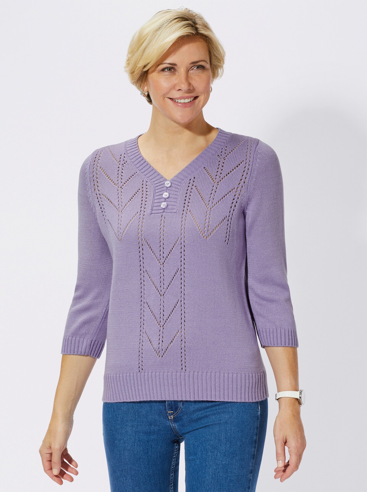 Pullover met 3/4-mouwen - lila