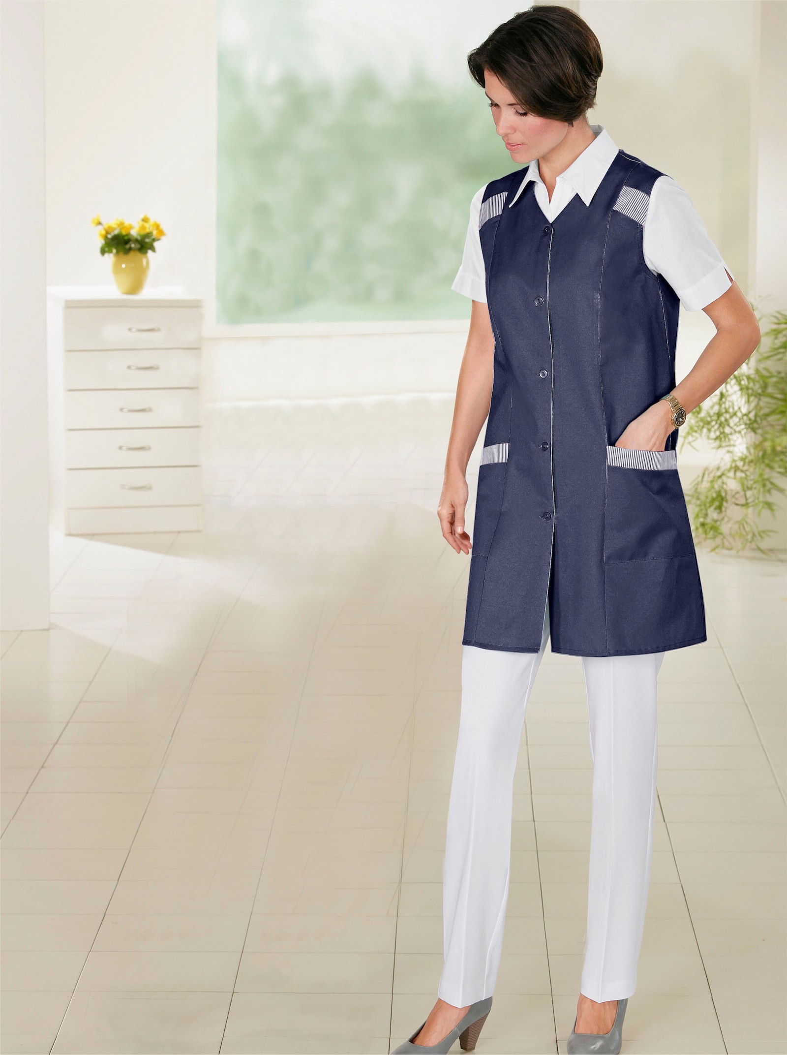 Kasack mit aufgesetzten Taschen - marine