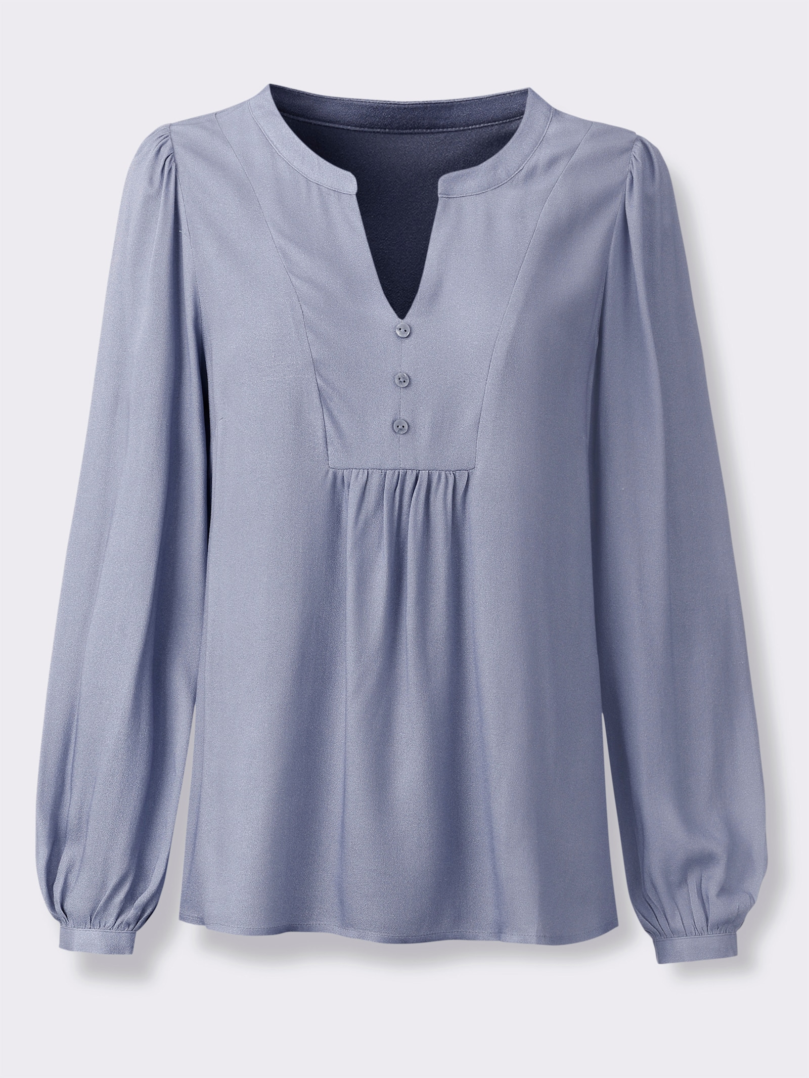 Longbluse in Crêpe-Qualität - taubenblau