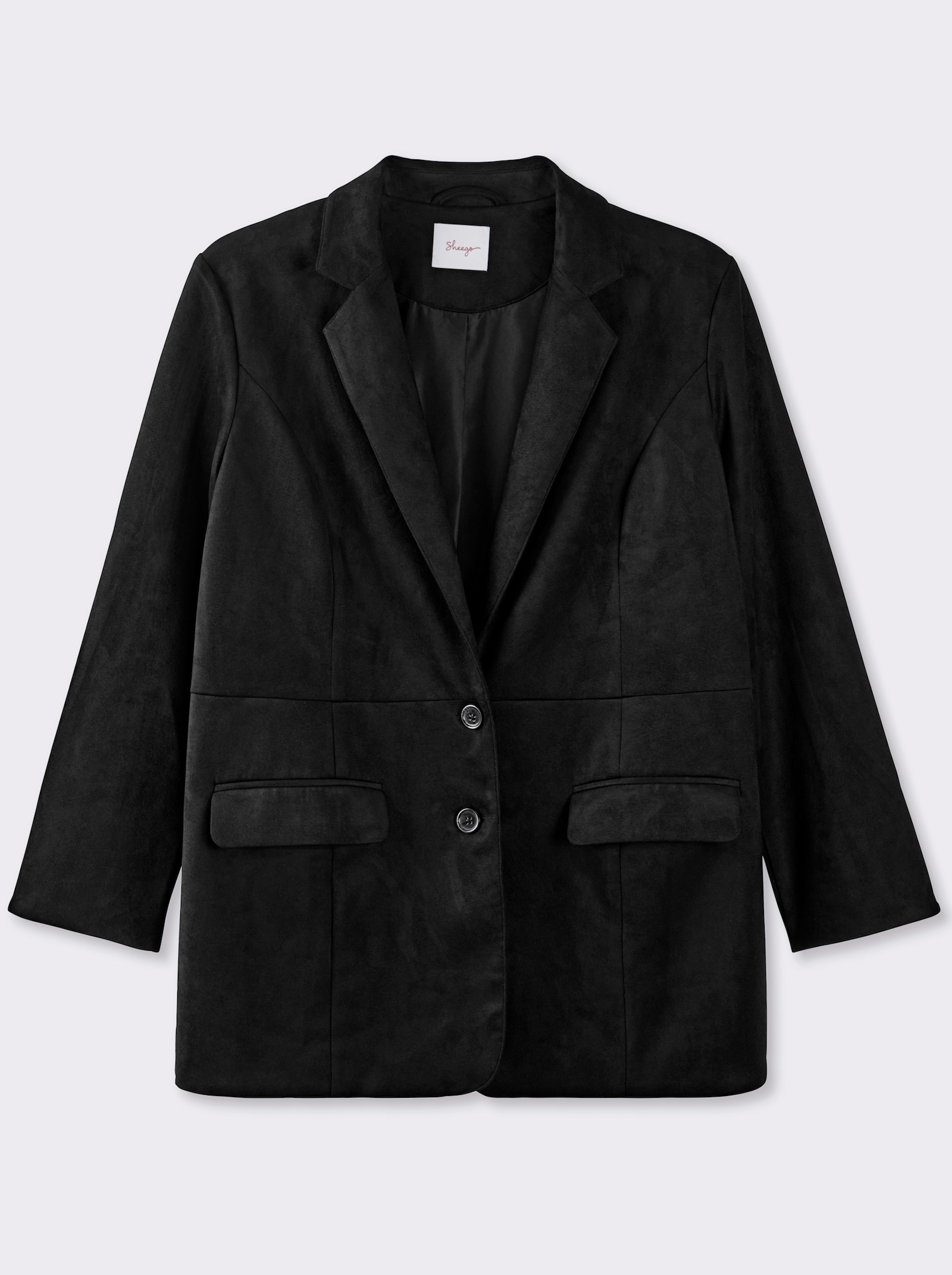 sheego Blazer in Veloursleder-Optik - schwarz