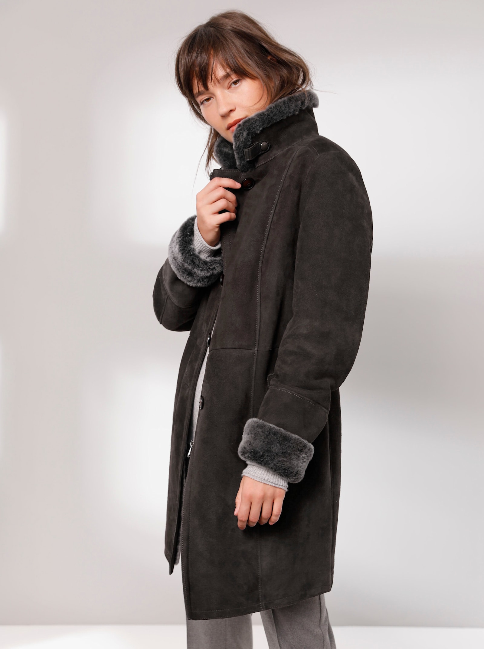 Mainpol Veste en peau d'agneau en cuir d'agneau nappa - marron