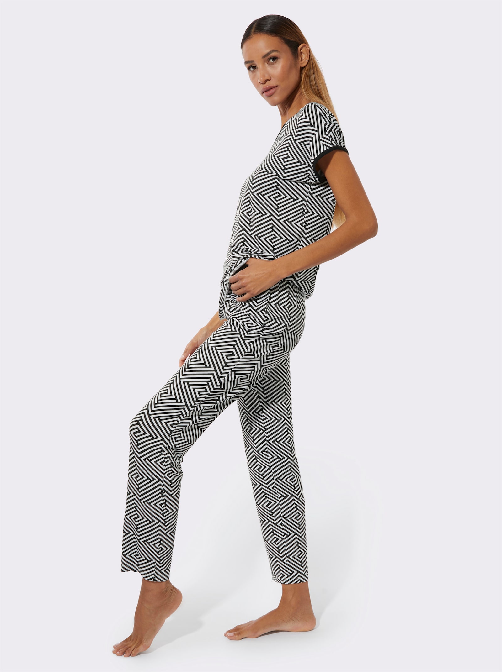 wäschepur Pyjama - noir-blanc imprimé