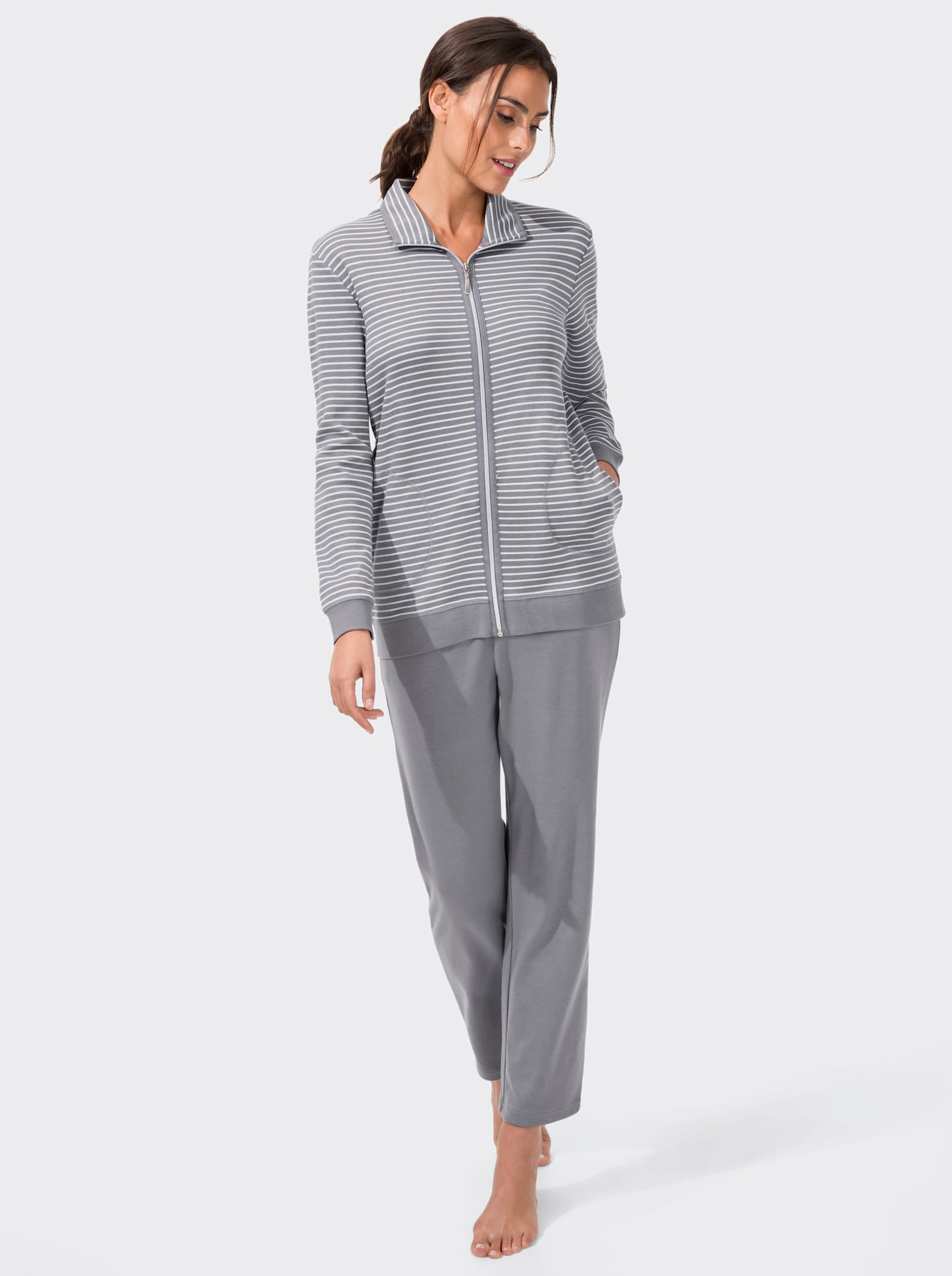 Hausanzug - grau-gestreift