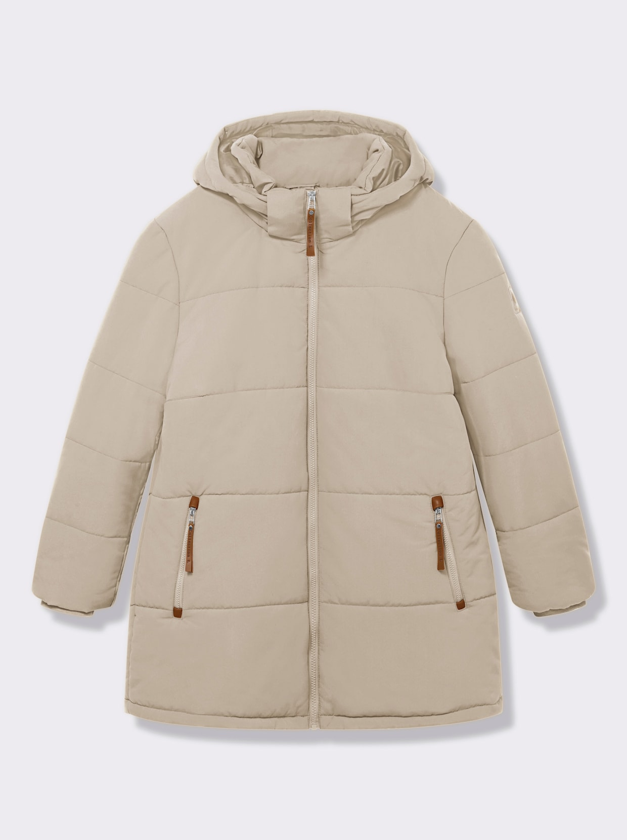 Outdoorjacke mit abnehmbarer Kapuze und Jersey-Bündchen - sand