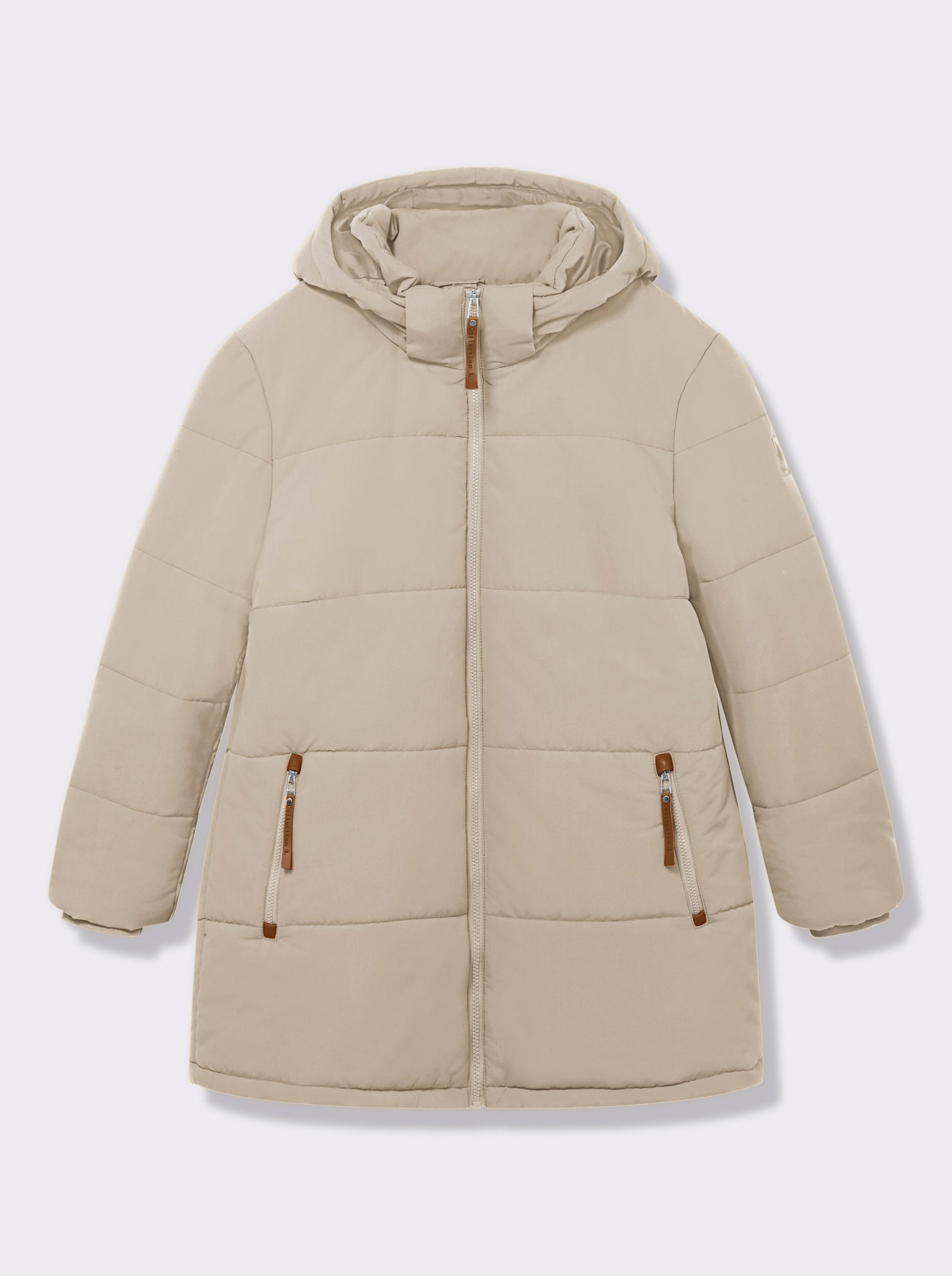 Outdoorjacke mit abnehmbarer Kapuze und Jersey-Bündchen - sand