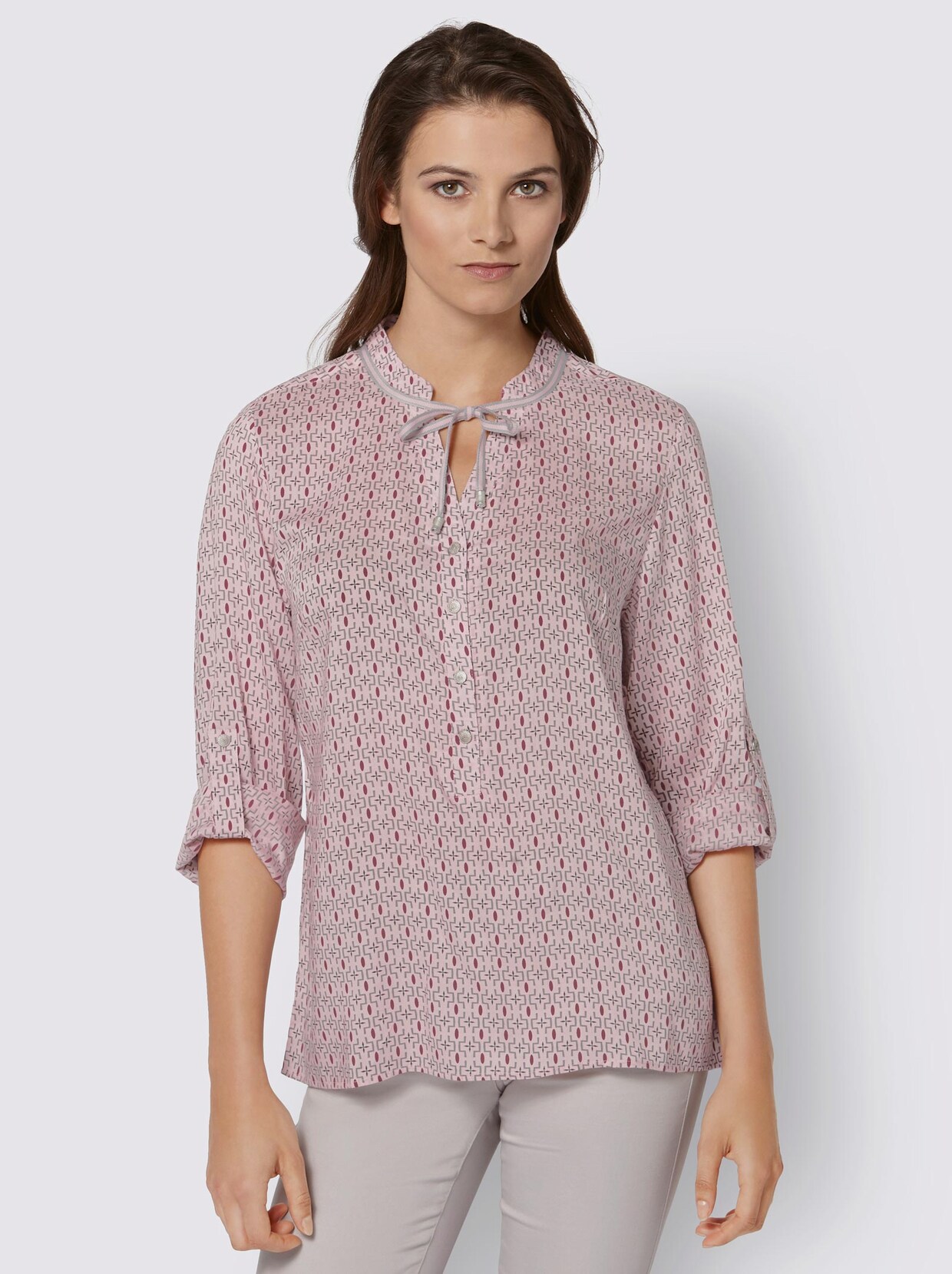 Druckbluse - rosé-gemustert
